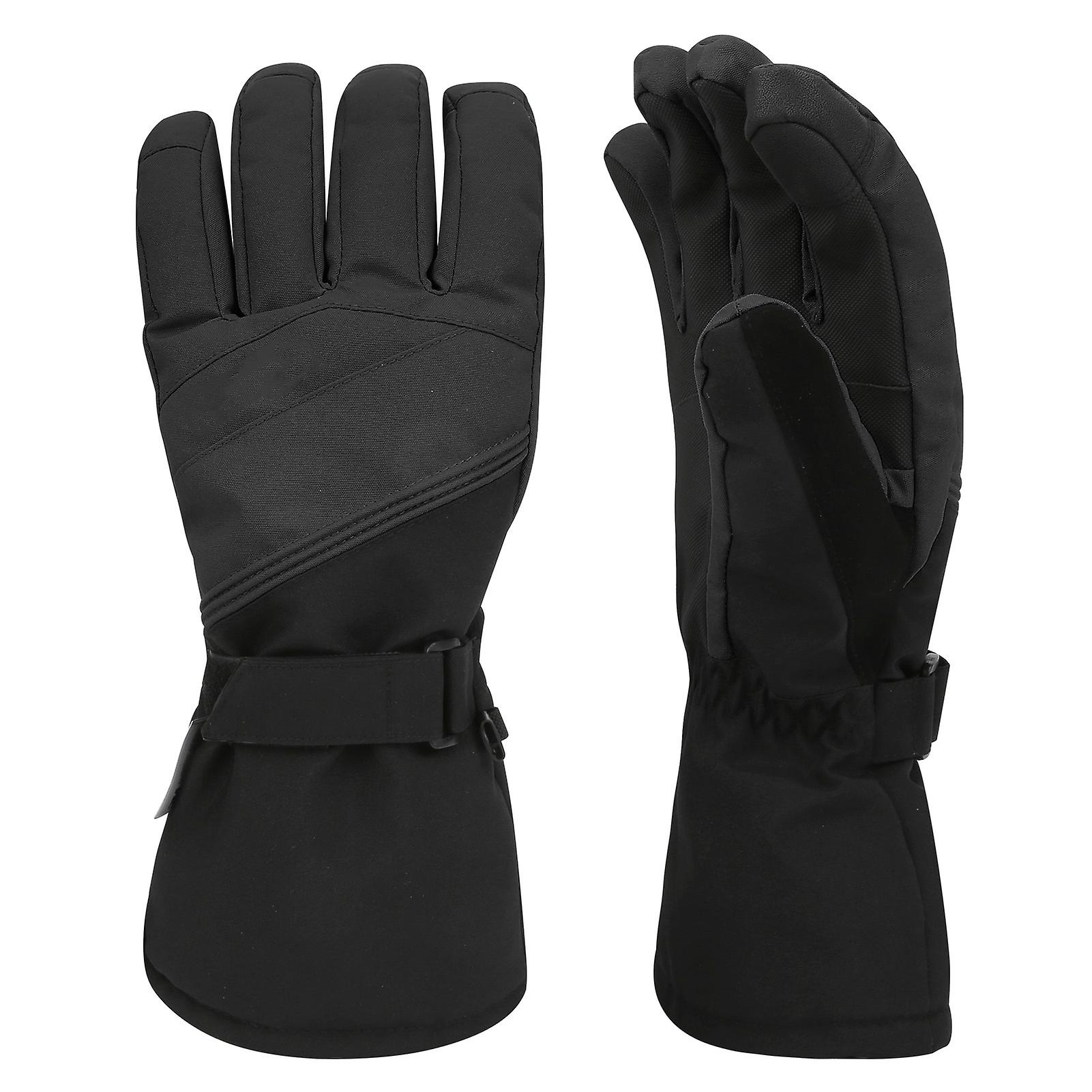 1pair Winter Outdoor Sport Skiing Brushed Lining Waterproof Keep Warm Antislip Glovesxl Black