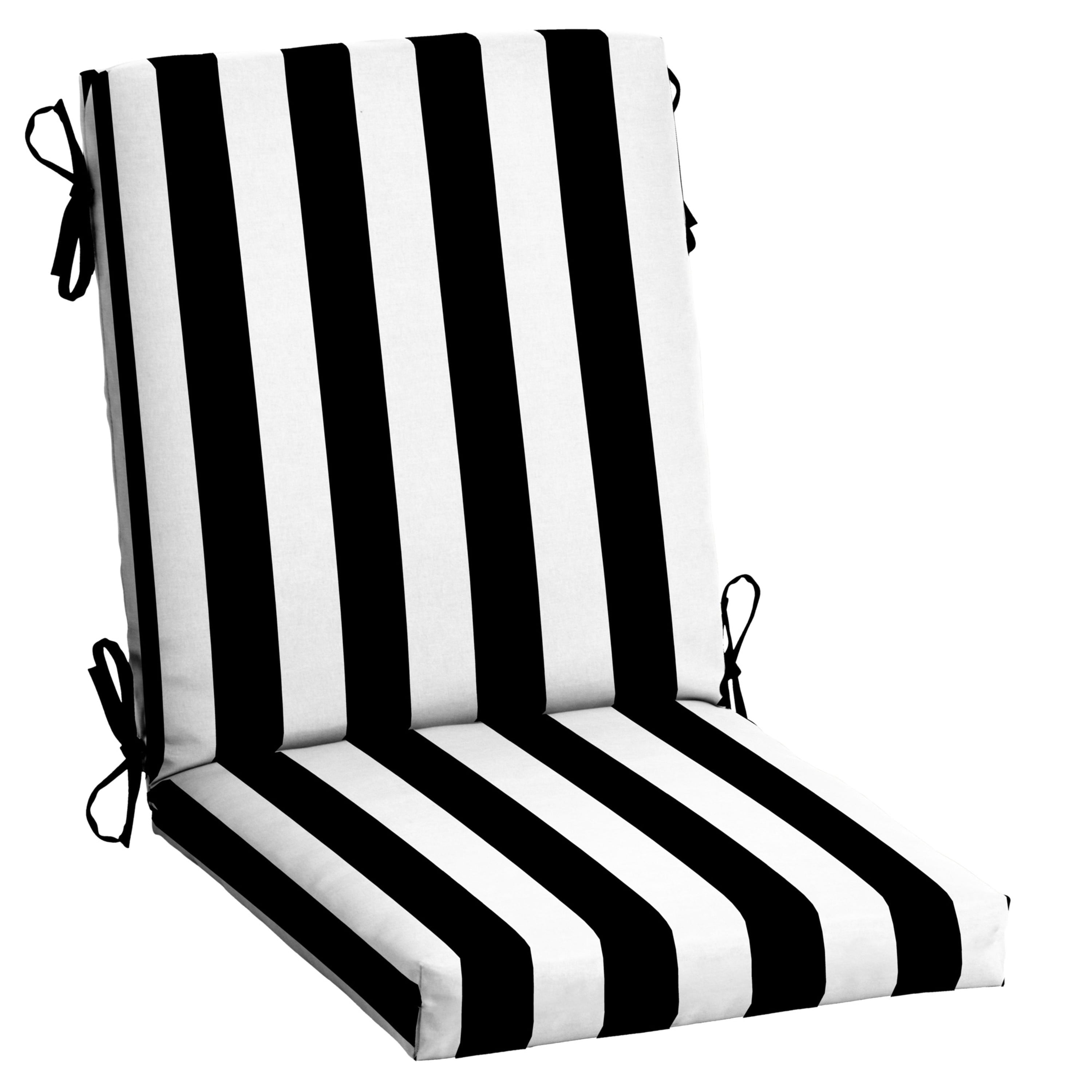 Arden Selections Outdoor Dining Chair Cushion 20 x 20， Black Cabana Stripe