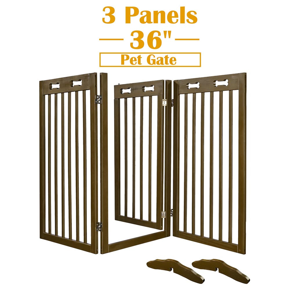 Yescom 3-Panel Folding Wood Pet Gate Grate Baby Barrier 60x36in