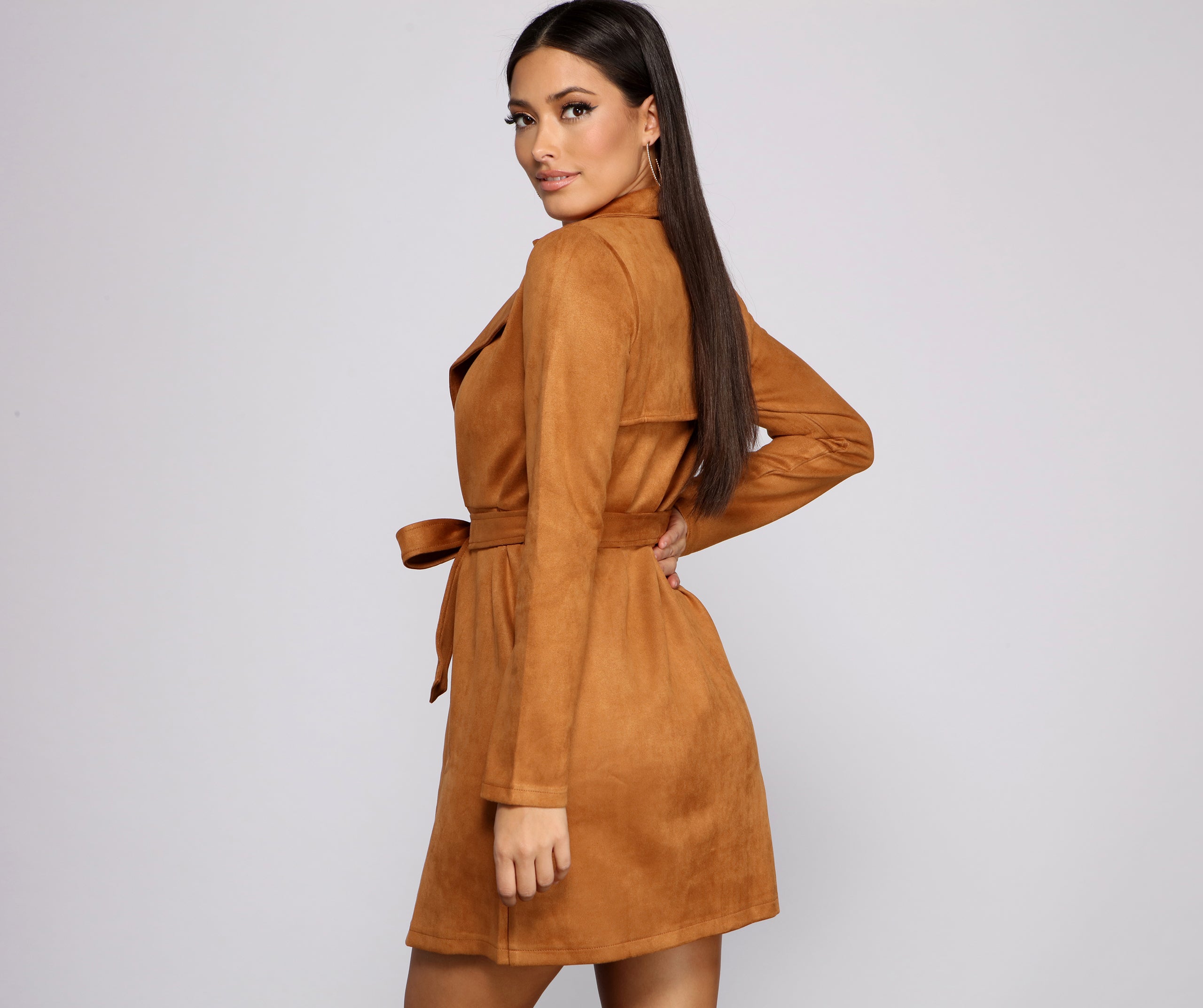 Chic In The City Faux Suede Trench