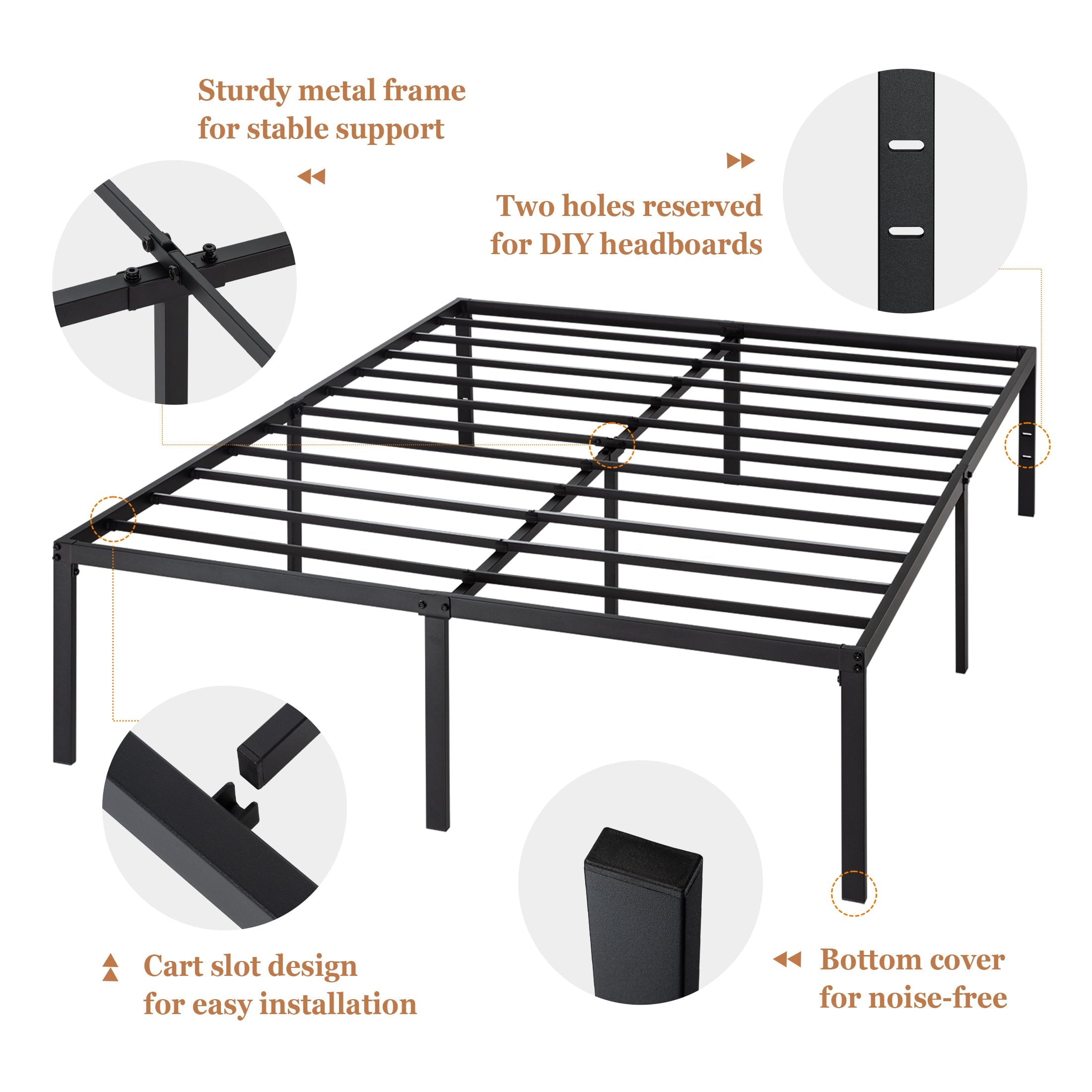 Amolife Heavy Duty Twin Size Metal Platform Bed Frame with 16.5'' Large Under Bed Storage Space