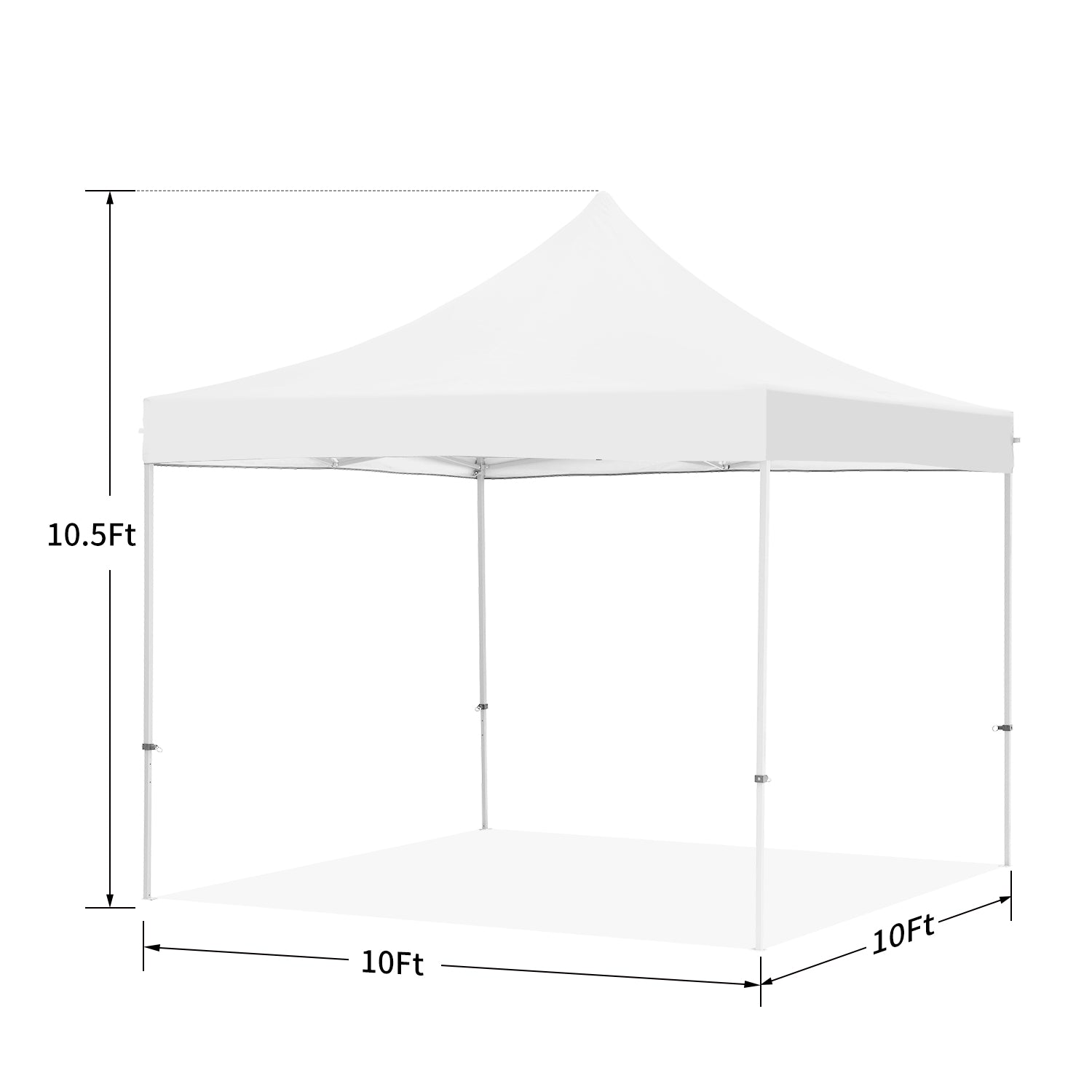 Outdoor Basic 10 x 10 ft Outdoor Gazebo Easy Pop-up Instant Patio Canopy Garden Tent for Patio Gazebo BBQ Beach Tailgating Party, Rain and sun protection(White)