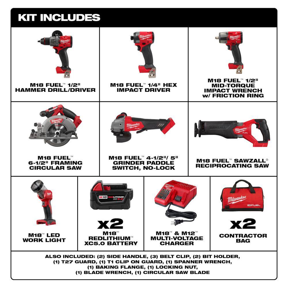 MW M18 FUEL 18V Lithium-Ion Brushless Cordless Combo Kit (7-Tool) wM18 FUEL PACKOUT Vacuum