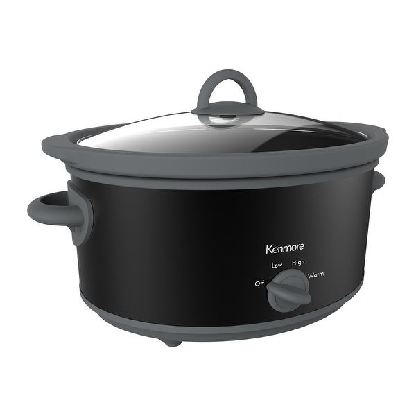 Kenmore 5 qt (4.7L) Slow Cooker， Black and Gray， Compact Countertop Cooking， Simple Dial Control - - 35463176