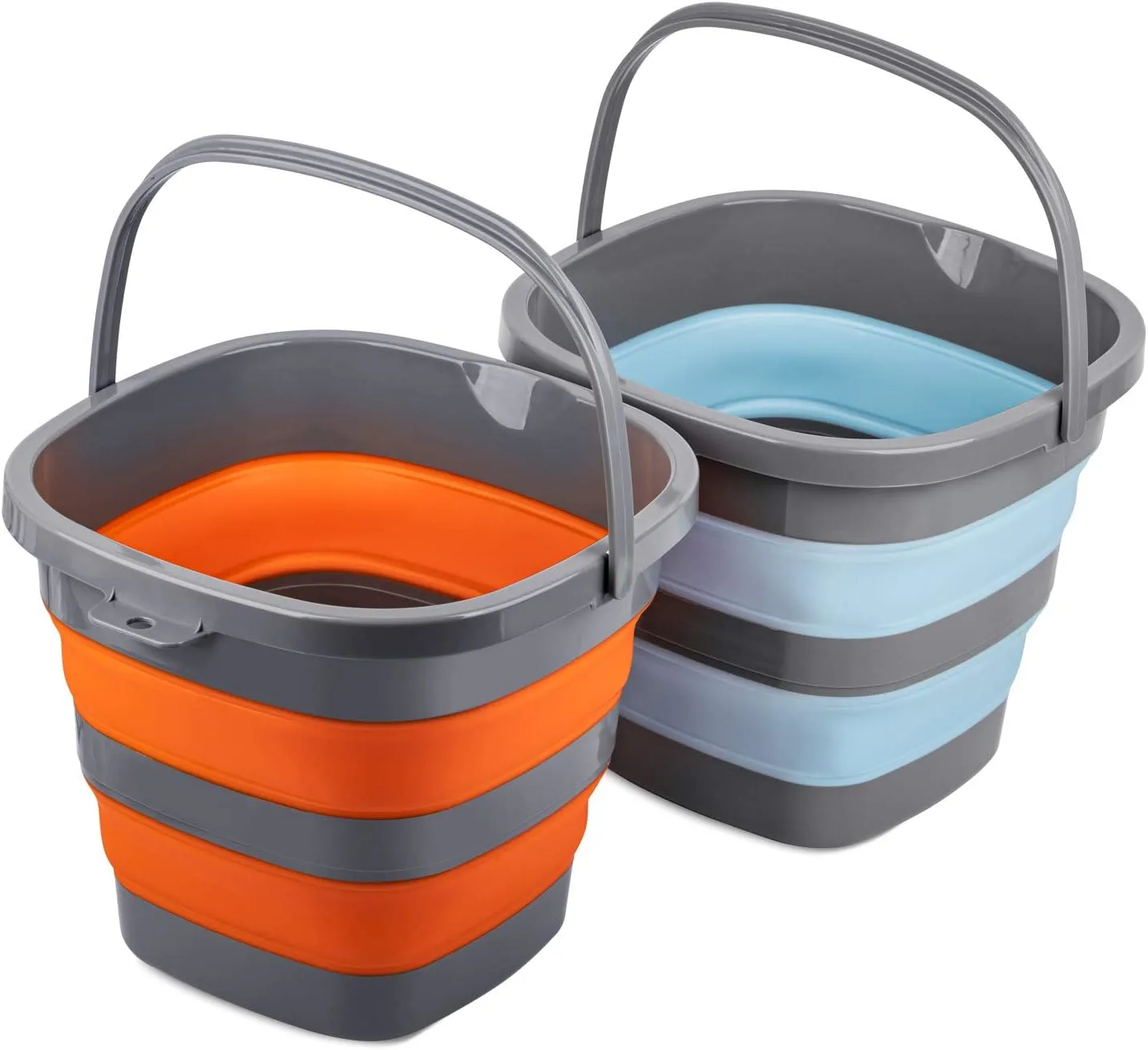 🎉🎉2024 New Year Hot Sale🚨⛓️2 Pack Collapsible Plastic Bucket with 2.6 Gallon (10L) Each, Foldable Rectangular Tub for House Cleaning, Space Saving Outdoor Waterpot for Garden or Camping, Portable Fishing Water Pail