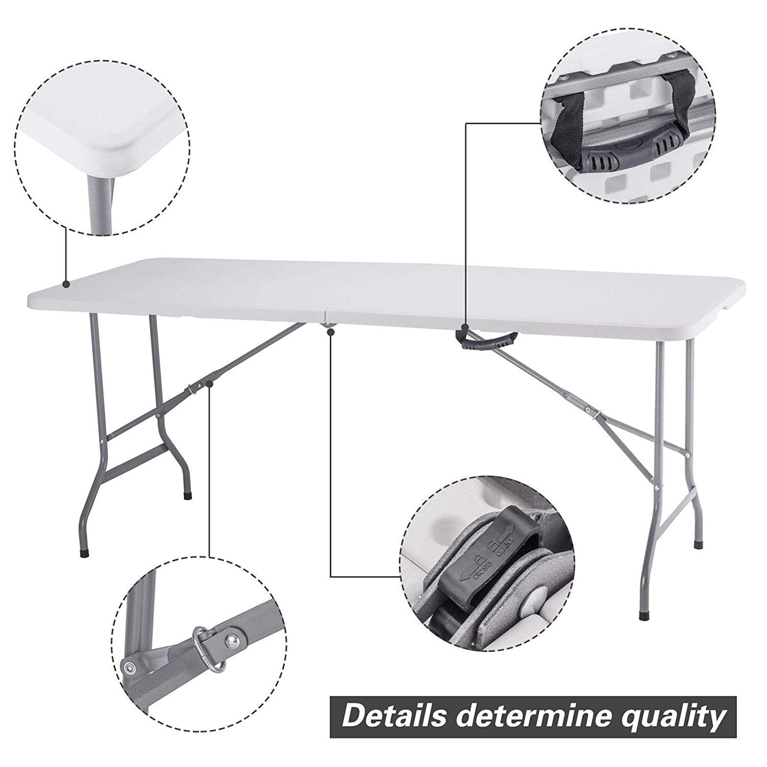 100PCS 4Ft Portable Multipurpose Folding Table Collapsible Picnic Aluminum Adjustable Table White Fold Up Square Desk for Hiking Camping Wedding Dining Party Patio Outdoor BBQ Yard