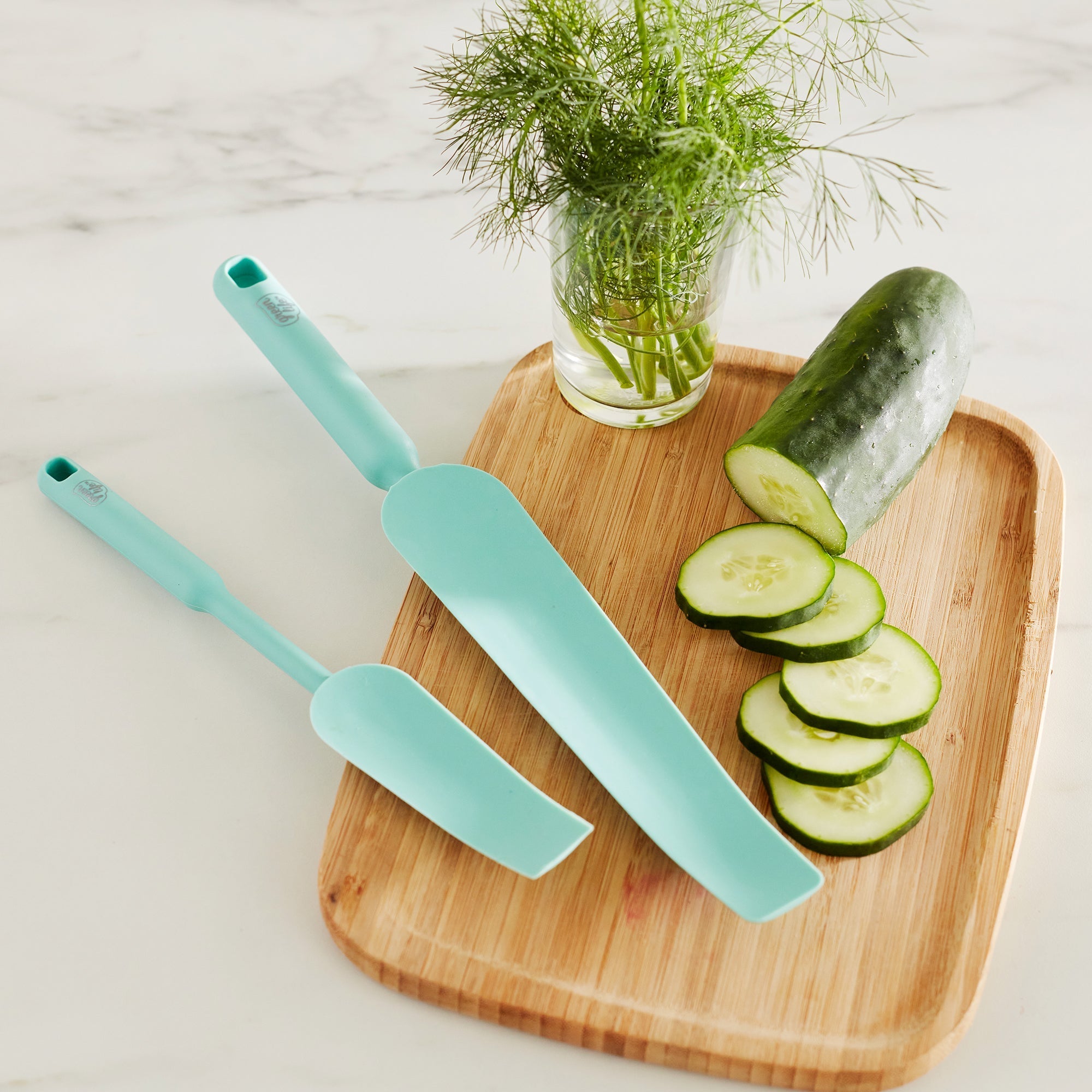 GreenLife Easy Reach Silicone Spatula, 2-Piece Set | Turquoise