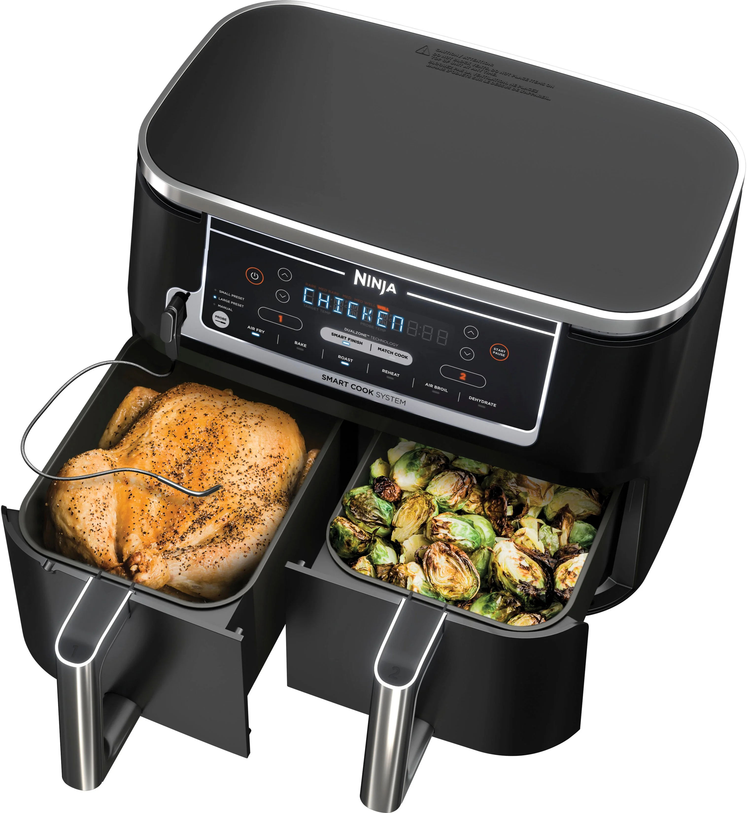 Ninja - Foodi 6-in-1 10-qt. XL 2-Basket Air Fryer with DualZone Technology and Smart Cook System - Black