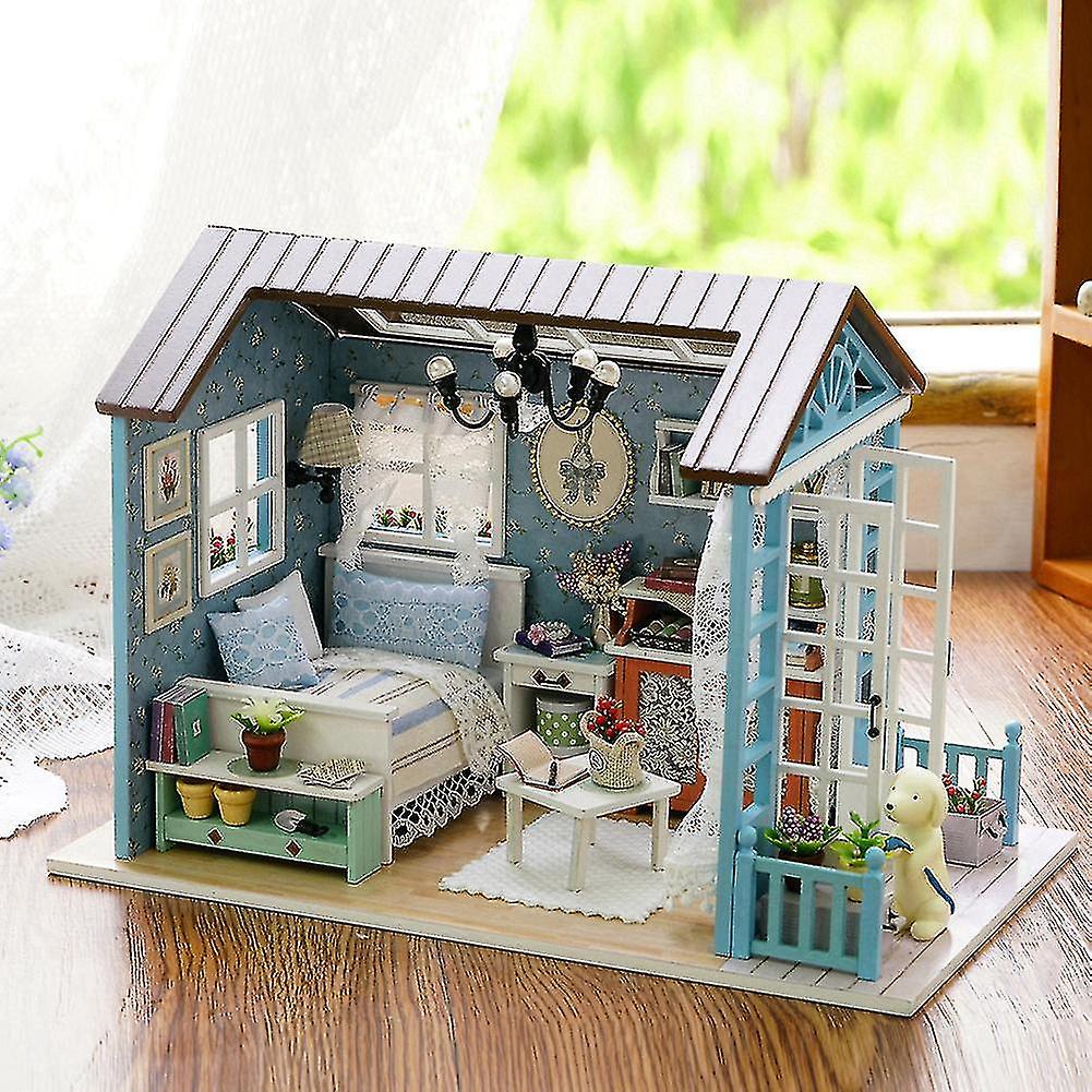Diy Wooden Cottage Miniature House Kit With Led Lights Gifts Home Decor With Dustproof Cover