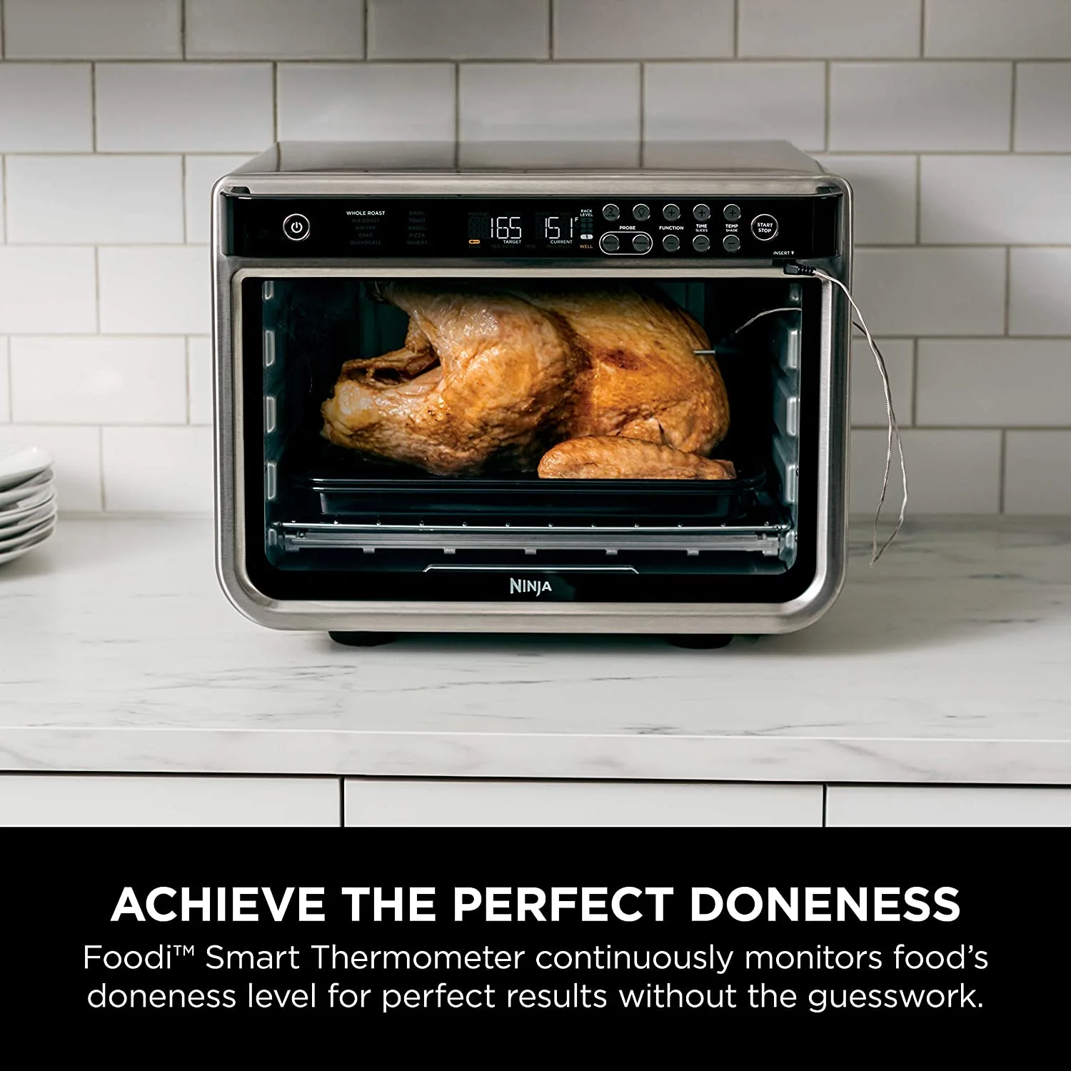 Ninja DT251 Foodi 10-in-1 Smart Air Fry Digital Countertop Convection Toaster Oven with Thermometer XL Capacity and a Stainless Steel Finish