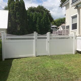 Weatherables Halifax 3.7 ft. W x 6 ft. H White Vinyl Privacy Fence Gat ...