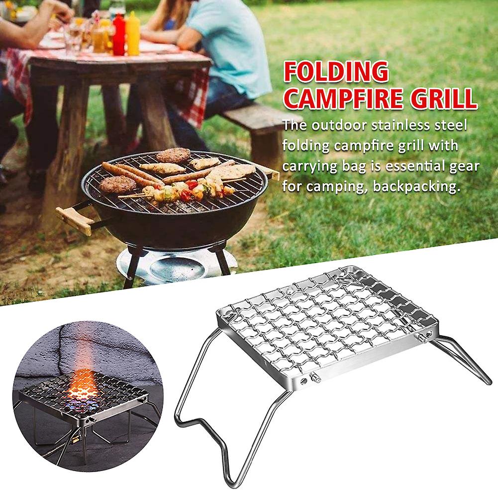 Portable Stainless Steel Bbq Grill Compact Grill For Campfire  Travel Camping Hiking Festival Baking Tray Grilling Net Pot Rack
