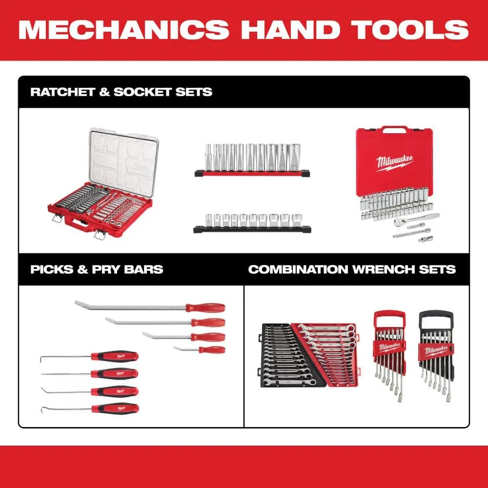 Milwaukee 1/4 in. and 3/8 in. and 1/2 in. Drive SAE/Metric Ratchet and Socket Mechanics Tool Set (153-Piece) 48-22-9008-48-22-9010-48-22-9004