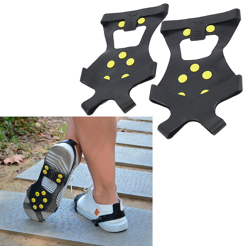 One Pair Outdoor 10-stud Anti Slip Ice Snow Spike Grips Gripper Camping Shoes Covers (m)