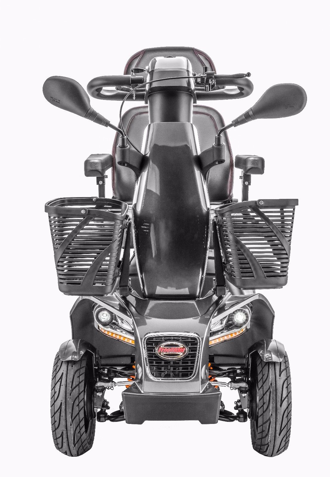Freerider FR1 Rugged Large Mobility Scooter 4-Wheel w/ Suspension Speed 9.4 mph, Dark Gray