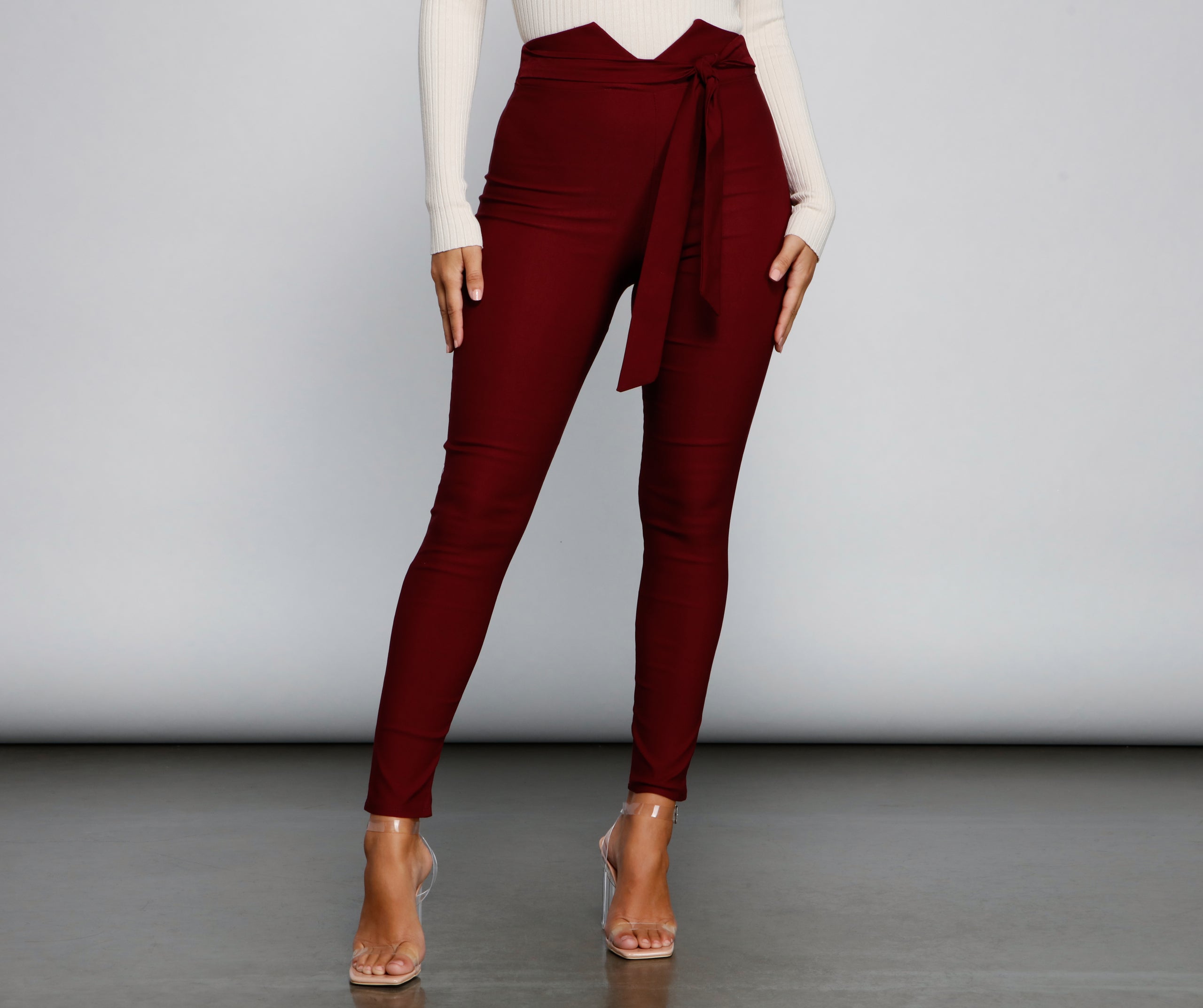 Classic And Chic Tie-Waist Skinny Pants