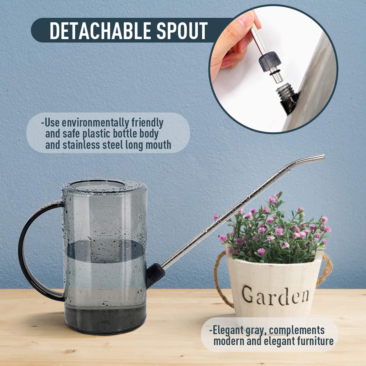 Jardineer Water Can Set, Long Spout Watering Can with Measurements, Spray Bottle