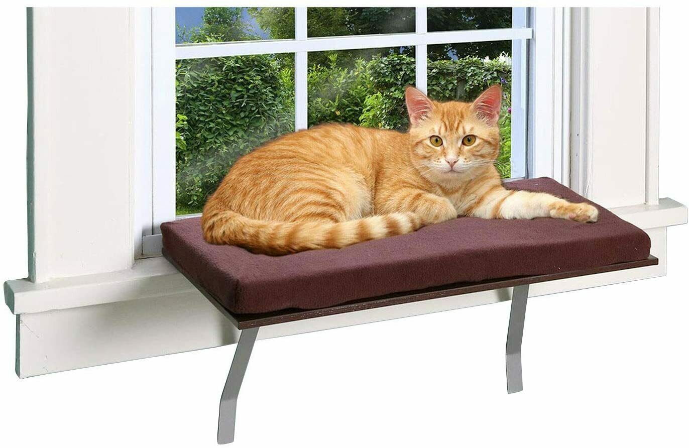 Cat Window Seat Bed -Window Perch Ledge for Cats -Foam Cushion Deluxe Kitty Window Perch