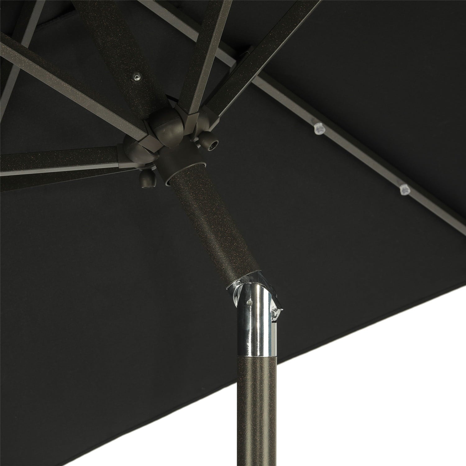 7.5 ft Solar Patio Umbrella 18 LED Lighted Market Table Steel Umbrella, Black
