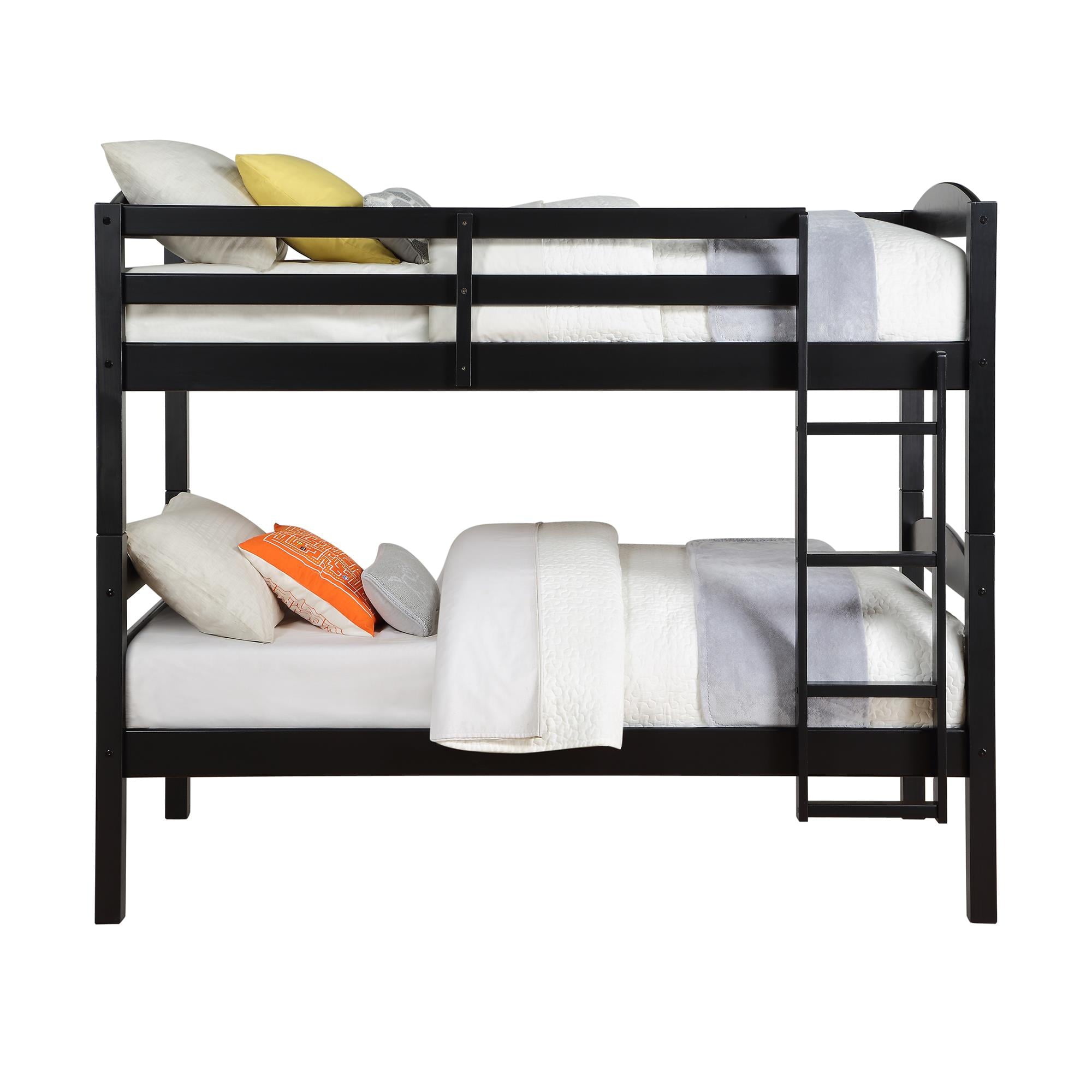 Better Homes and Gardens Leighton Kids Twin over Twin Wood Bunk Bed, Black