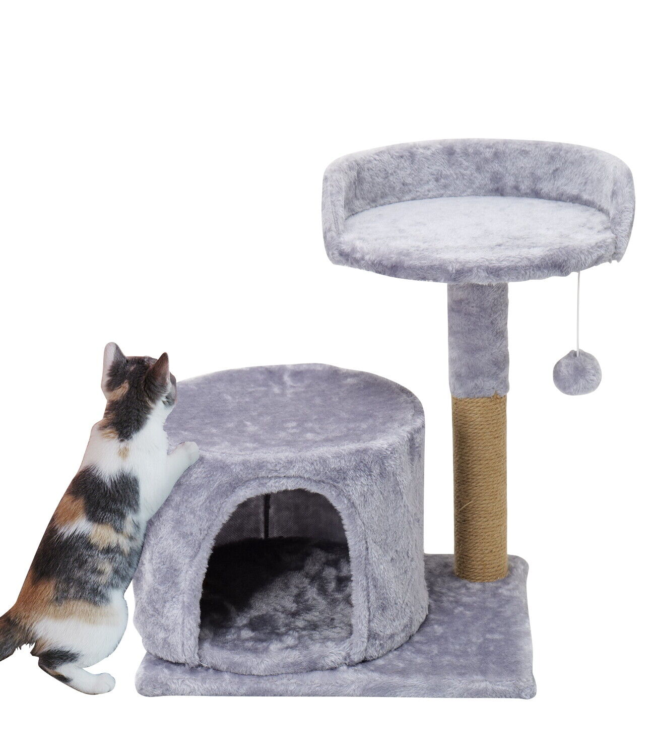 Cat Tree Tower with Plush， Cat Condo with Scratching Post for Small Cats L 20