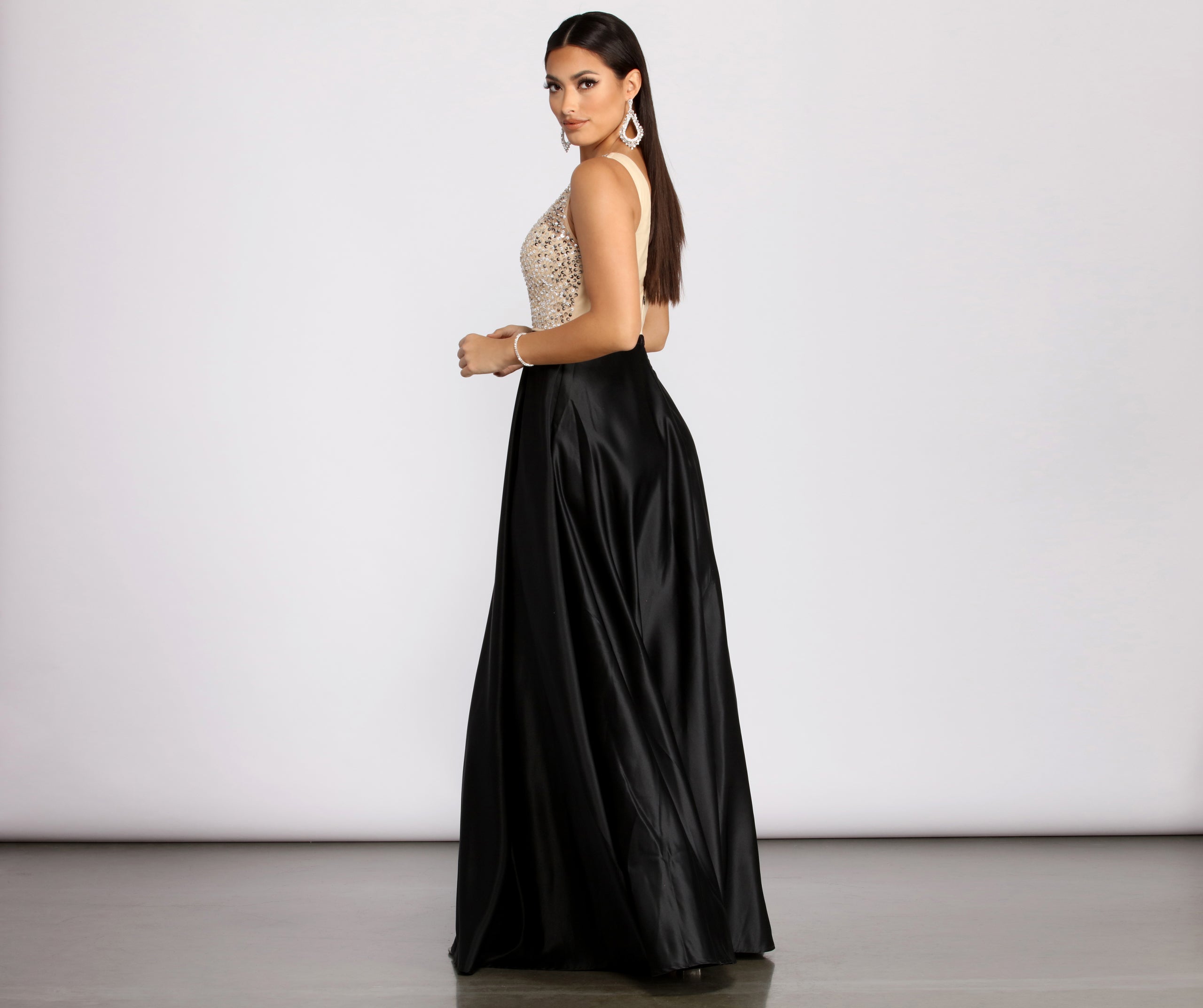 Adina Sequin and Satin Ball Gown