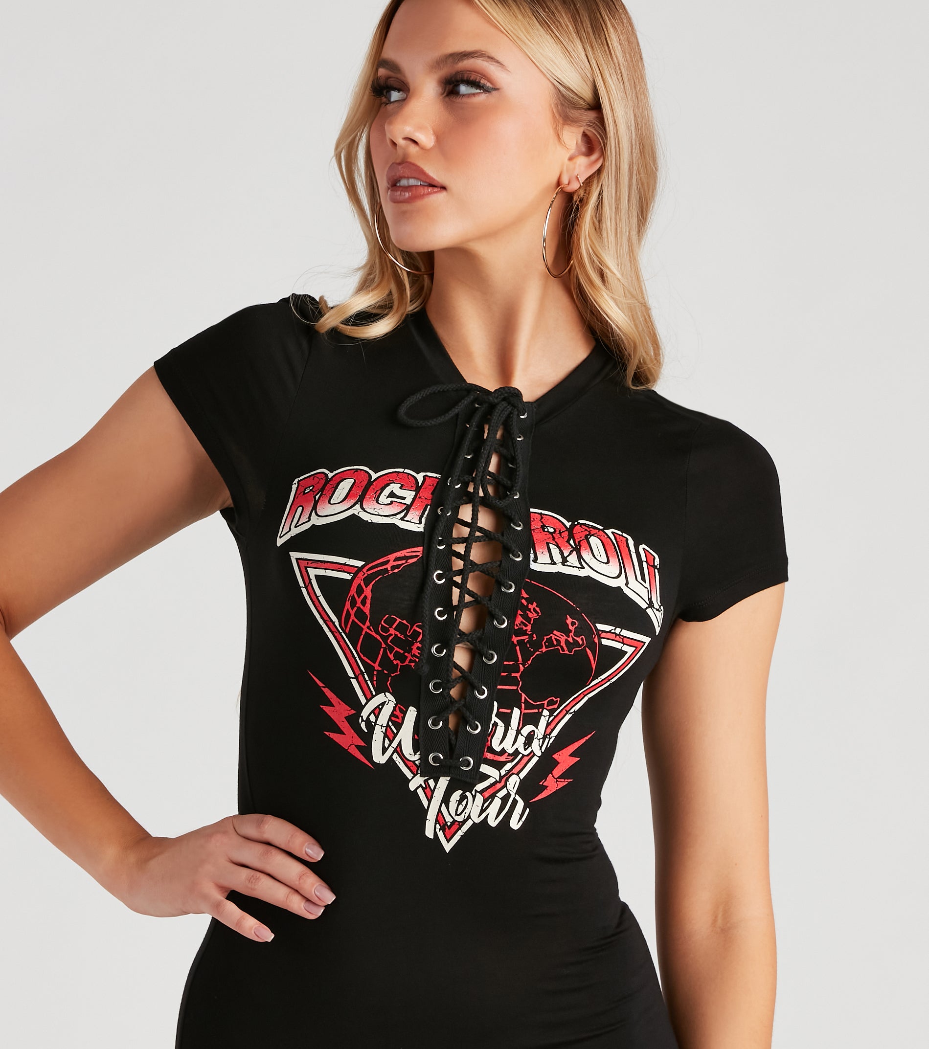 Rock Babe Lace-Up Graphic Dress