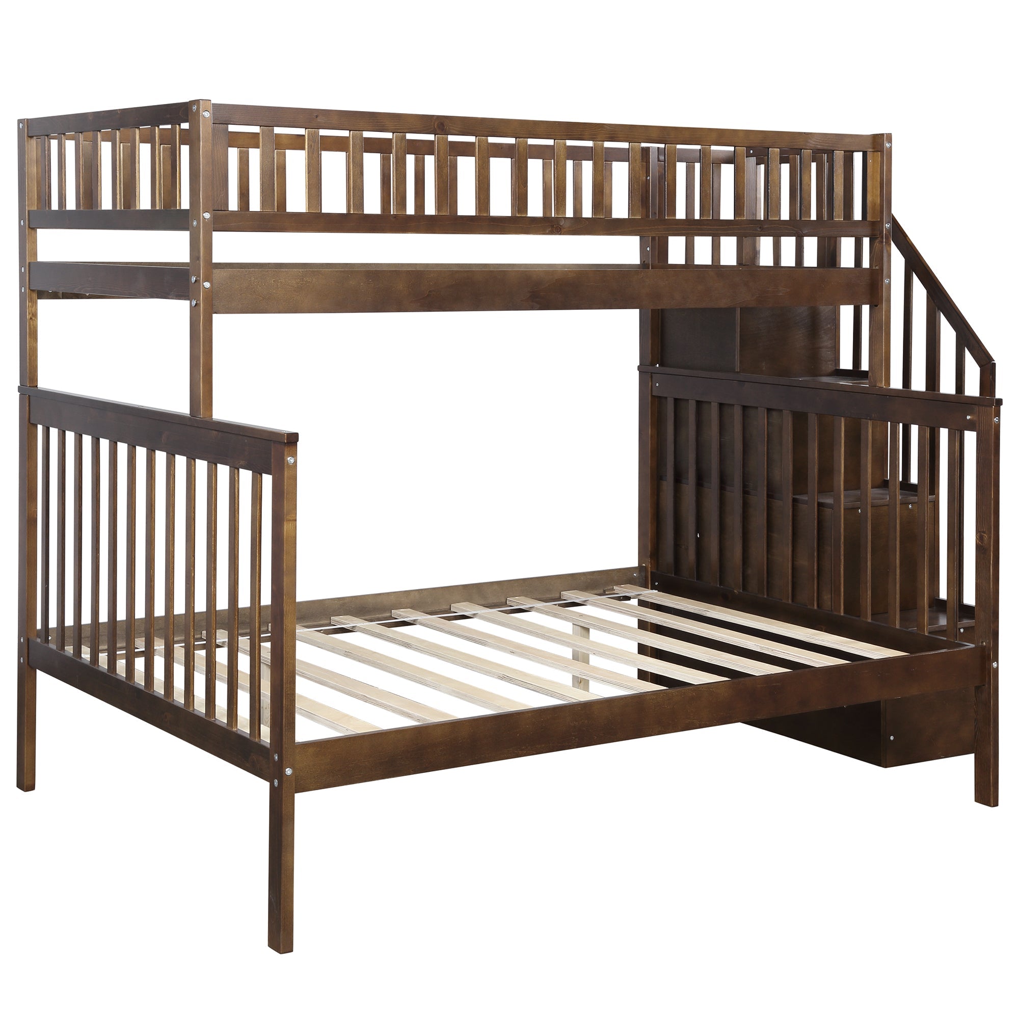 EUROCO Twin over Full Bunk Bed with Stairs and Storage for Kids, Multiple Colors