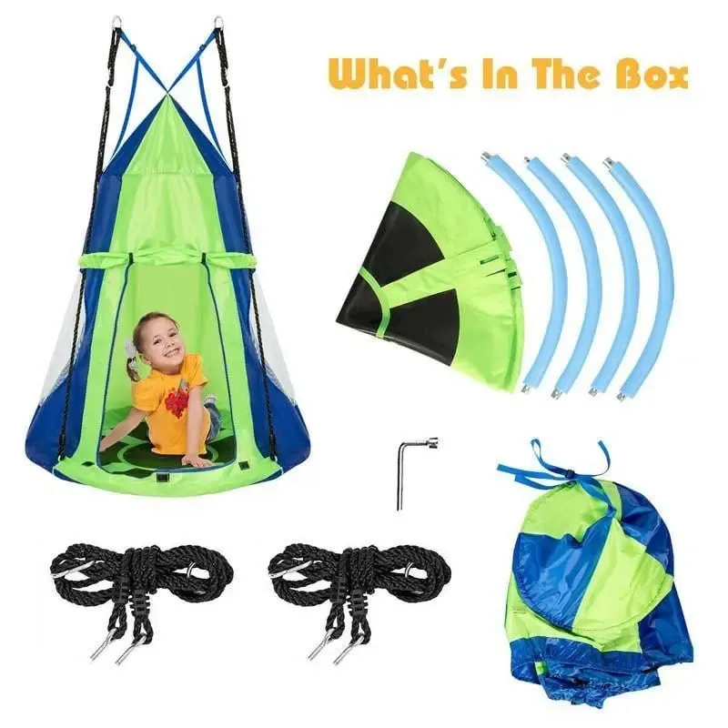 40'' Kids Hanging Tent Swing Saucer Chair Swing Tent Set