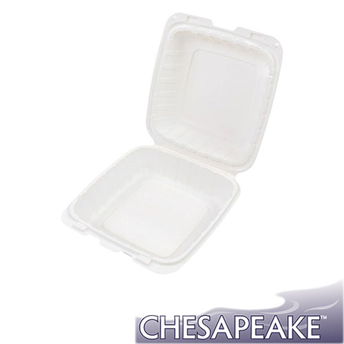 Chesapeake CHPP881W 8 x 8 x 3 White Mineral-Filled 1 Compartment Hinged Lid Takeout Container | 200