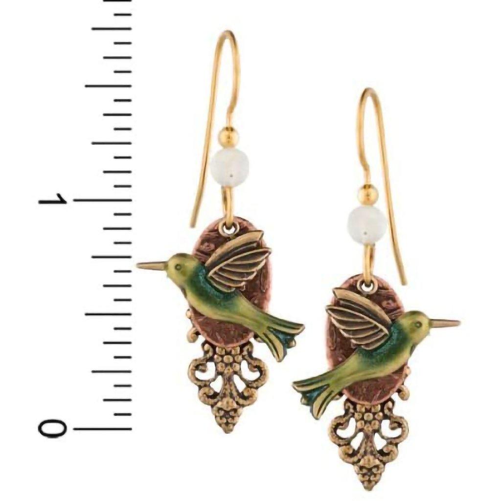 Silver Forest Earrings - Hummingbird Flight Dangle