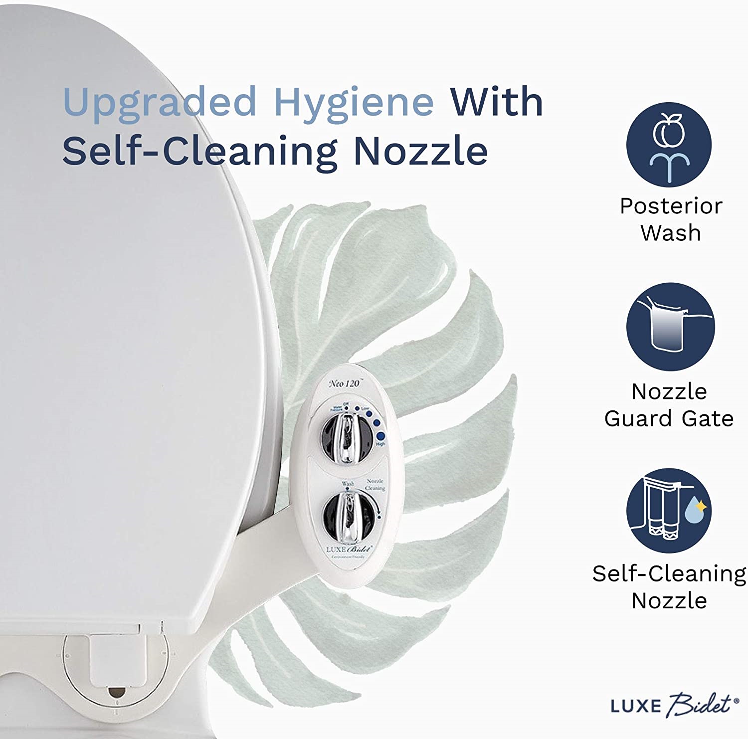 Luxe Bidet Neo 120， Self Cleaning Nozzle， Fresh Water Non-Electric Mechanical