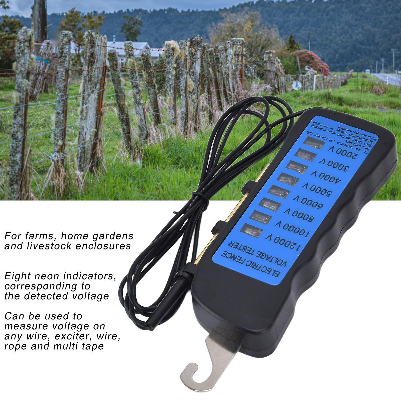 Electric Fence Voltage Tester， 12kv 8 Neon Indictors Portable Light Tester Voltmeter Fence Testing Tool For Accessories Farm Supply_x000d_