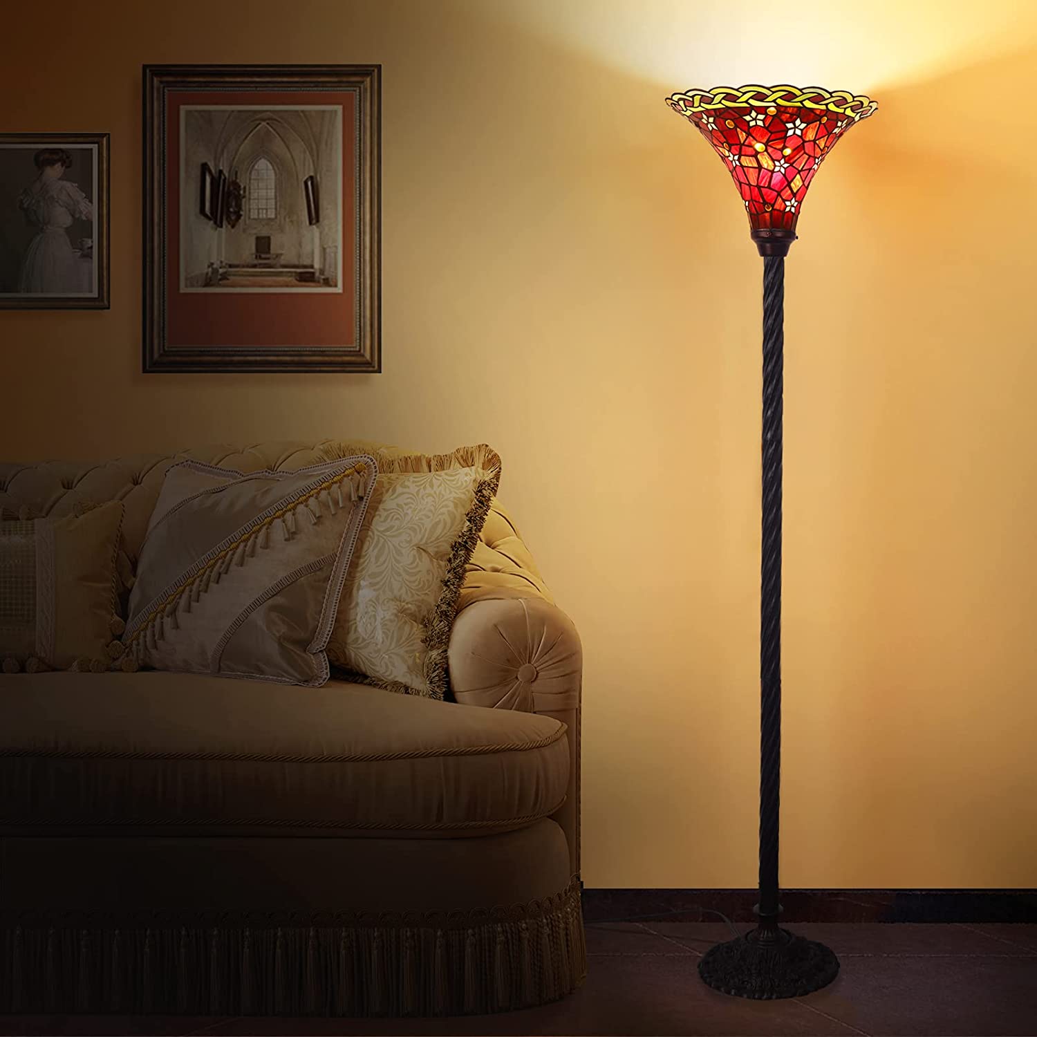 SHADY  Lamp Dragonfly Stained Glass Floor Reading Lamp 61\u2019\u2019 Tall Lampshade 1 PCS LED Bulb(2700K E26) Included Christmas Gift