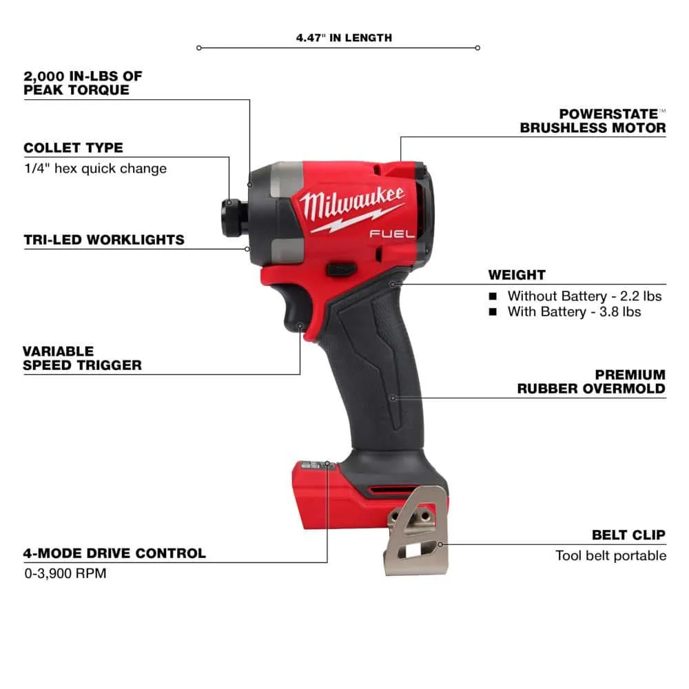 Milwaukee M18 FUEL 18V Lithium-Ion Brushless Cordless 1/4 in. Hex Impact Driver (Tool-Only) 2953-20