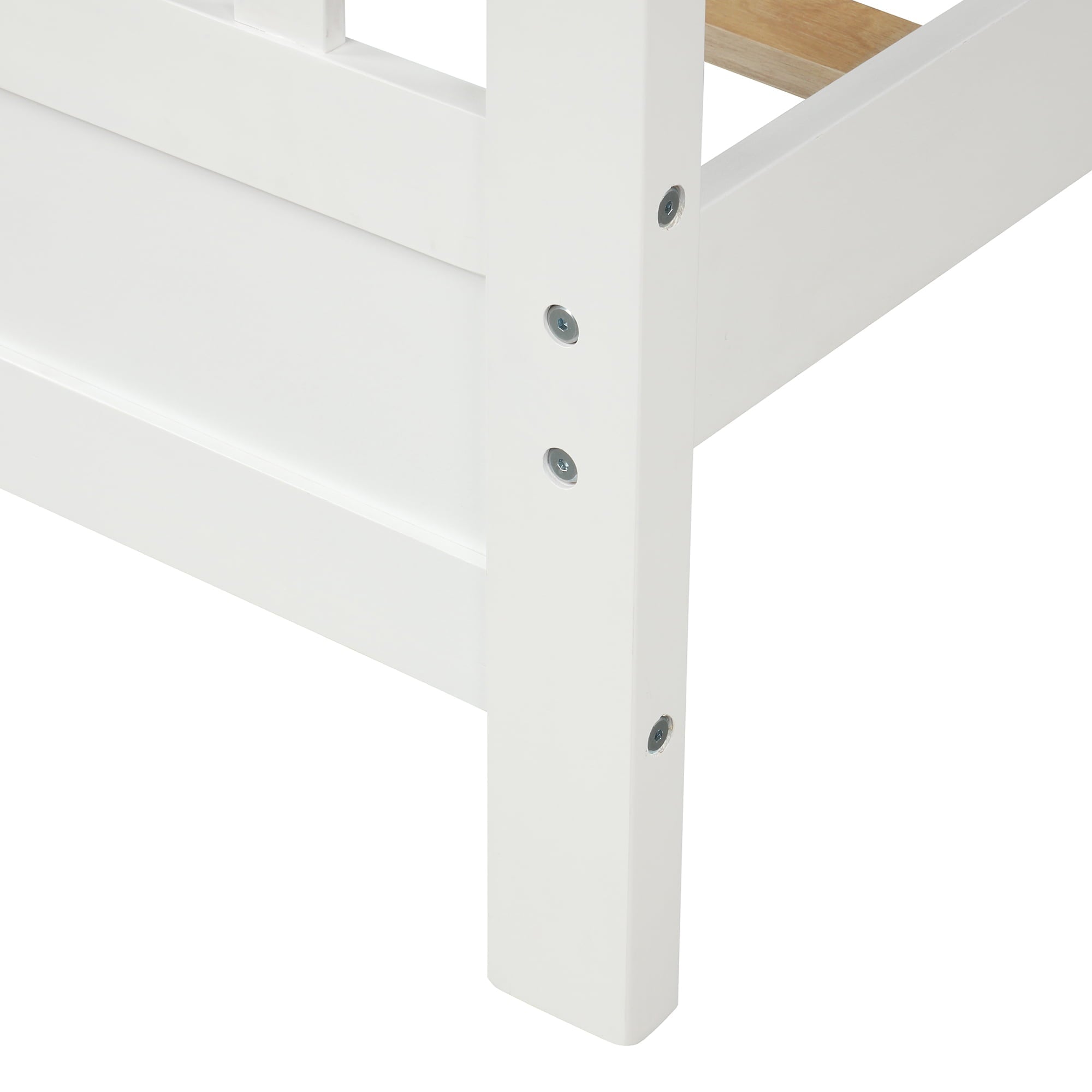 Wood Platform Bed with Headboard, Full Size for Kids (White)