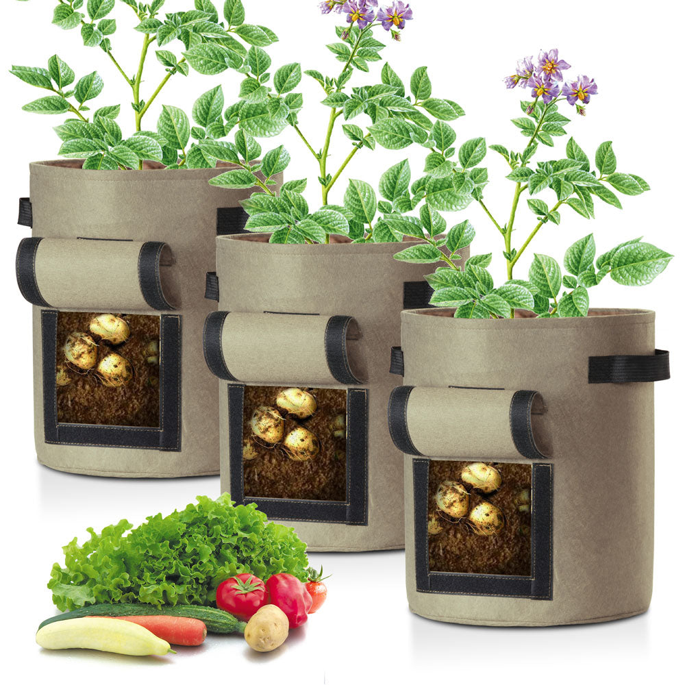 Yescom Pack of 3 7 Gallon Potato Grow Bags Fabric Pots w/ Handles
