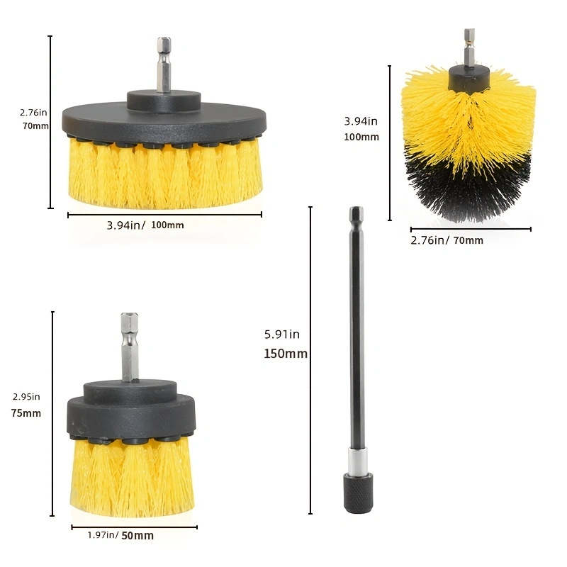 Electric Drill with (4pcs) Brush Scrubber Set, Auto Tires Cleaning Tools For Bathroom Tile Kitchen
