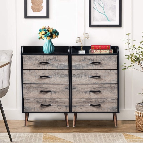 (Preferred Choice Furniture) Drawer Dresser 4 Drawers Storage Dresser with Fabric Foldable Drawers; Gray and Black - - 37777031