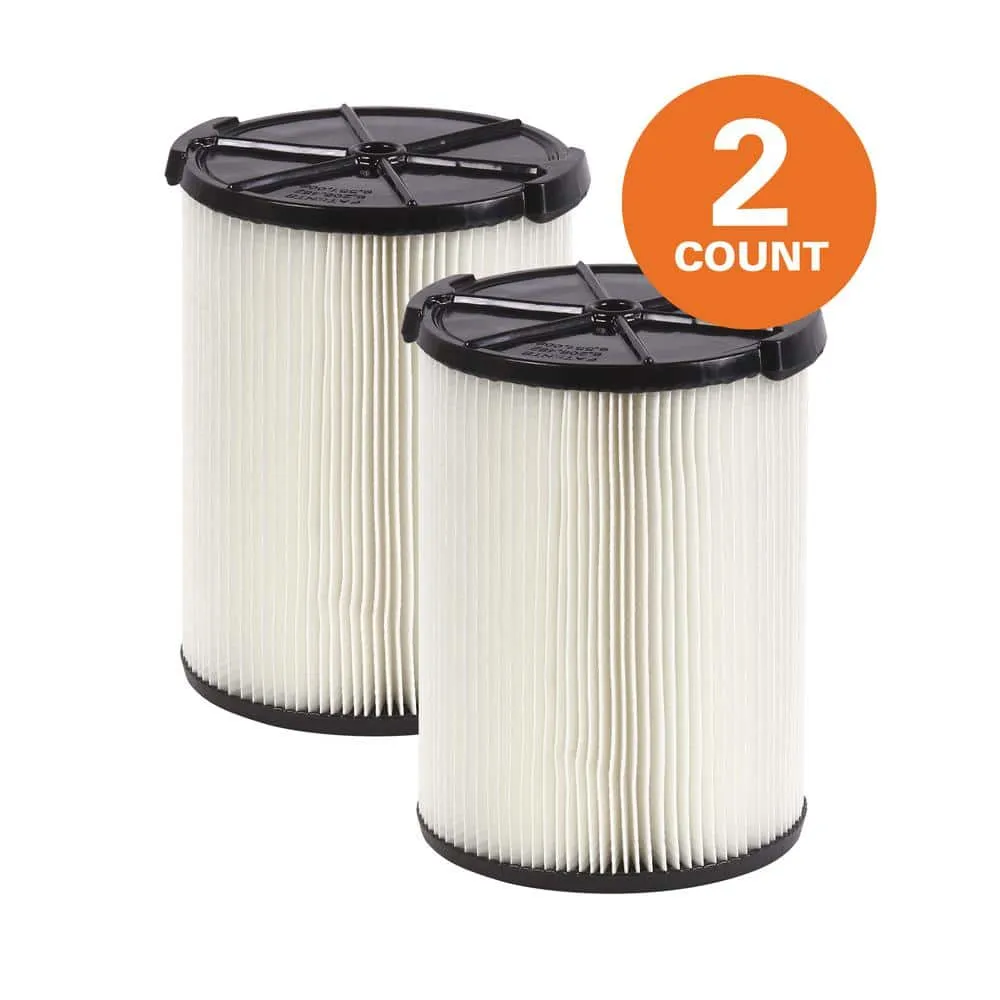 RIDGID 1-Layer Standard Pleated Paper Filter for Most 5 Gallon and Larger RIDGID Wet/Dry Shop Vacuums (2-Pack) VF4200