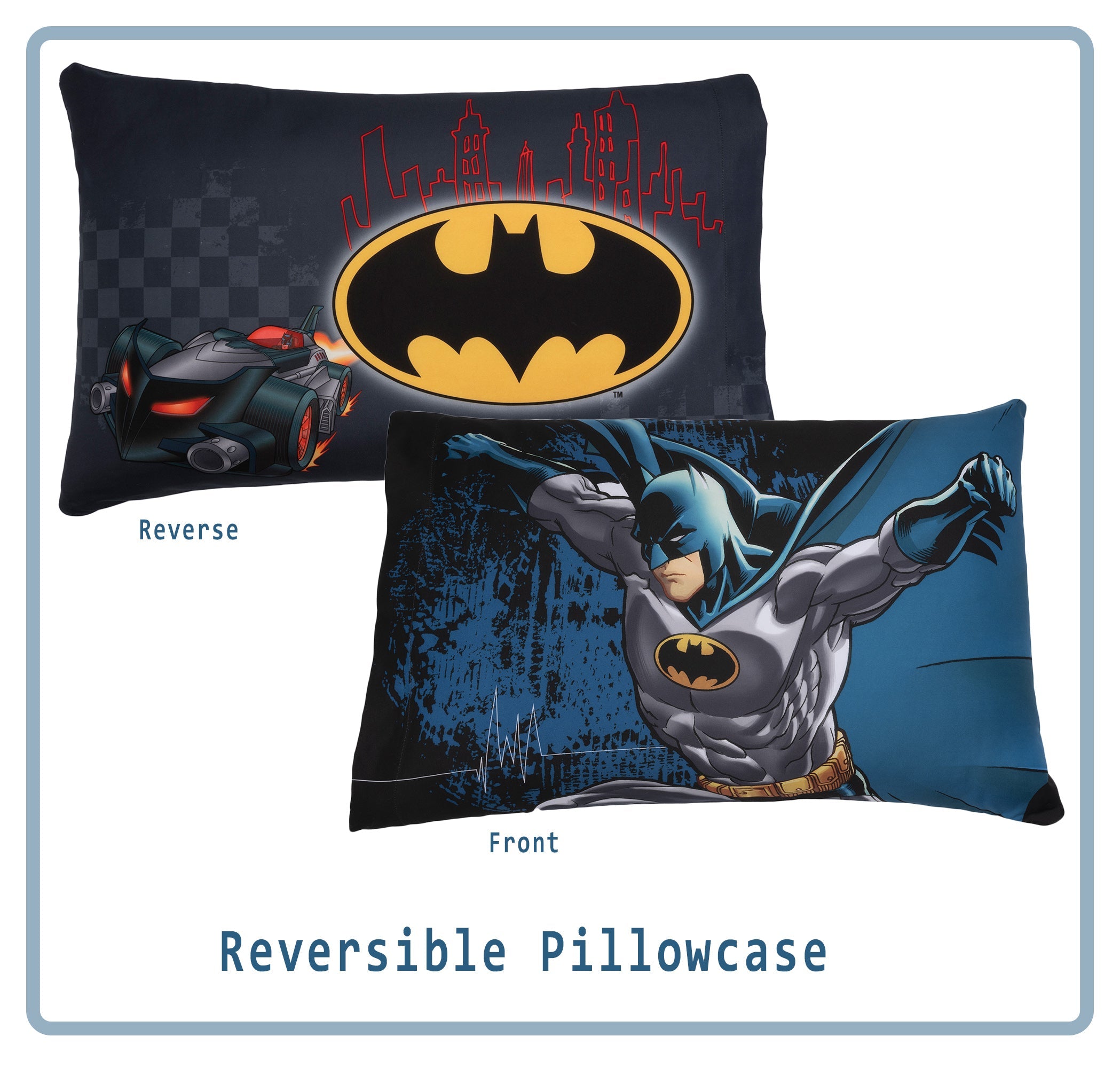 Batman Kids Twin Bed in a Bag, Comforter and Sheets, Gray, Warner Bros