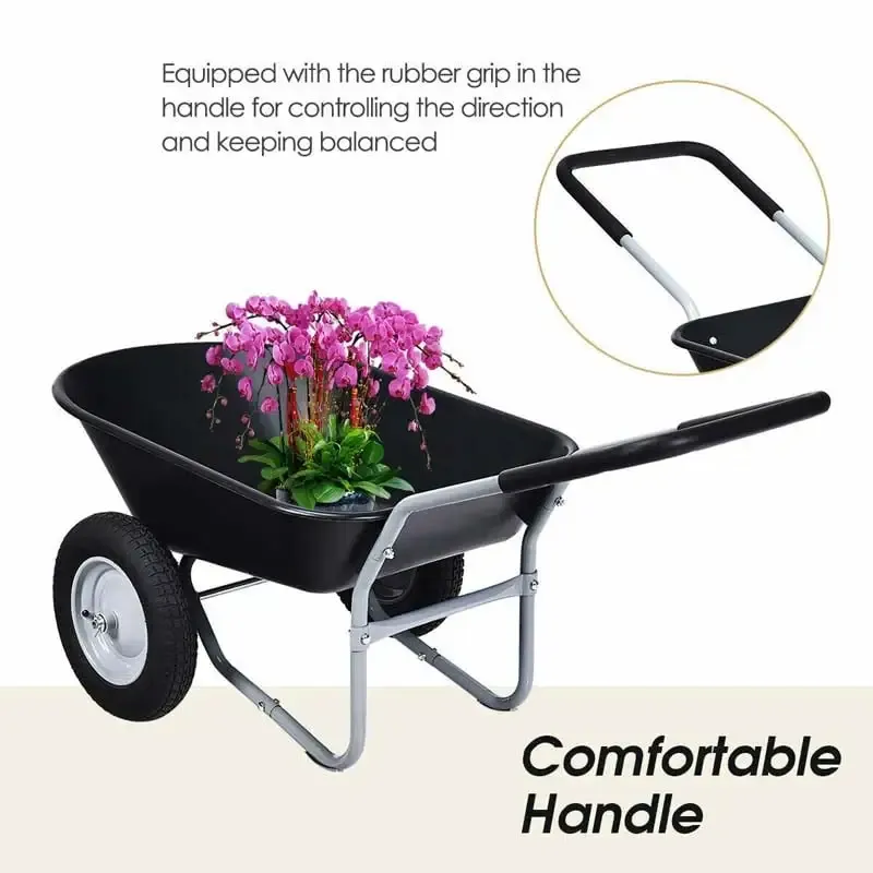 2 Wheel Wheelbarrow Garden Cart Heavy-duty Dolly Utility Car