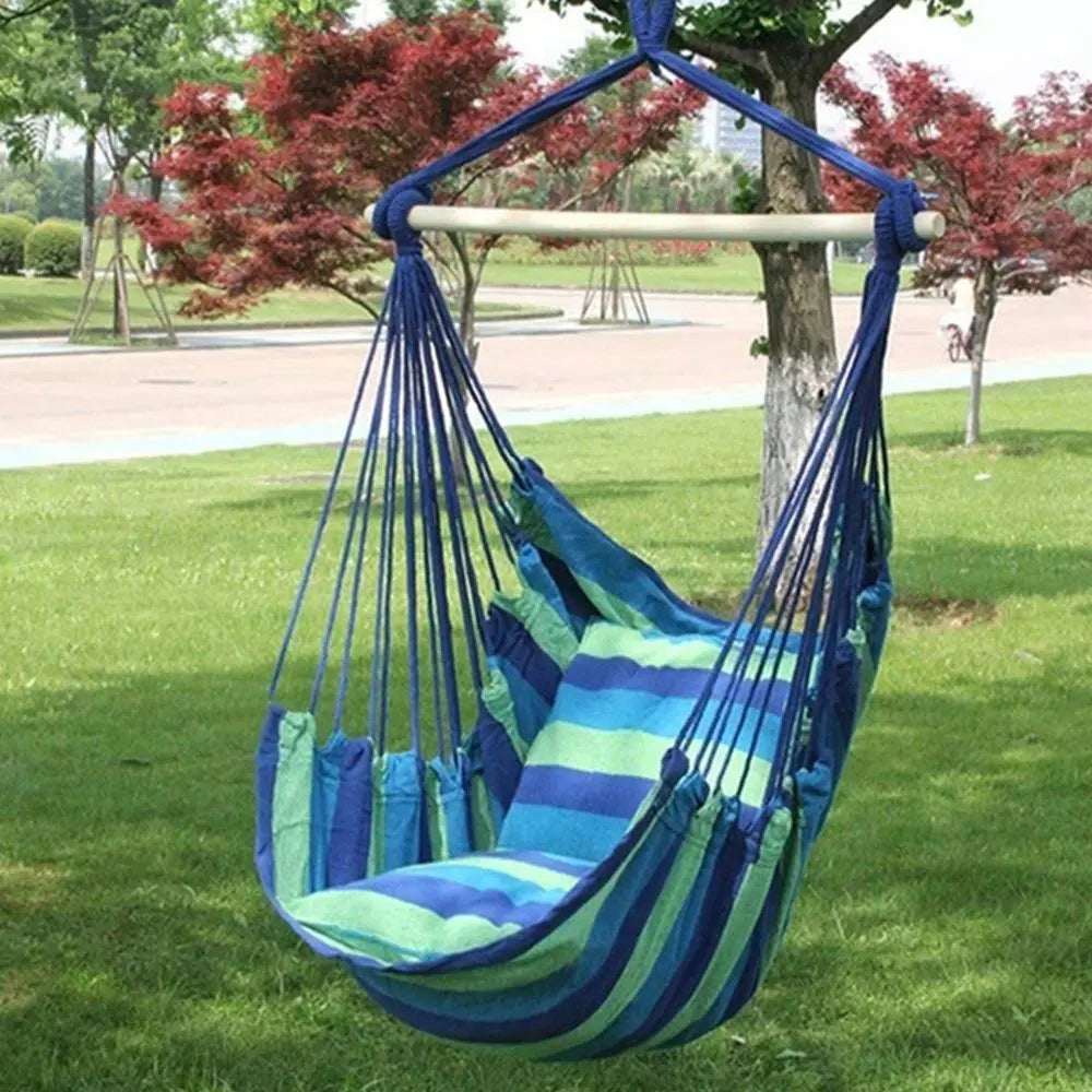 Everso The Courtyard/Outdoor/Indoor Polyester Thickened Hammock Contains two Pillows and can Hold 300 Pounds