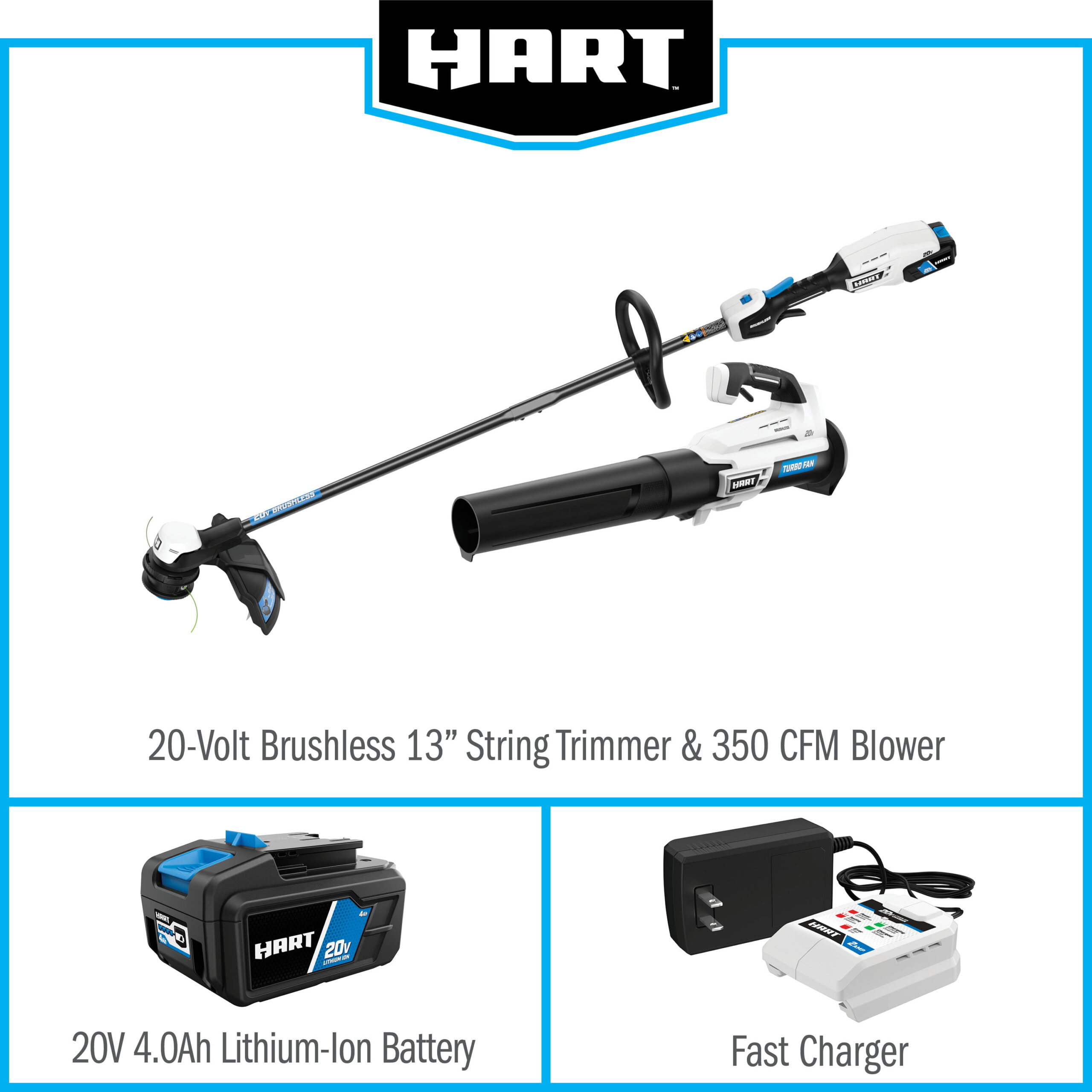 HART 20-Volt 13-Inch Brushless Combo Kit (1) 4.0 Ah Lithium-Ion Battery