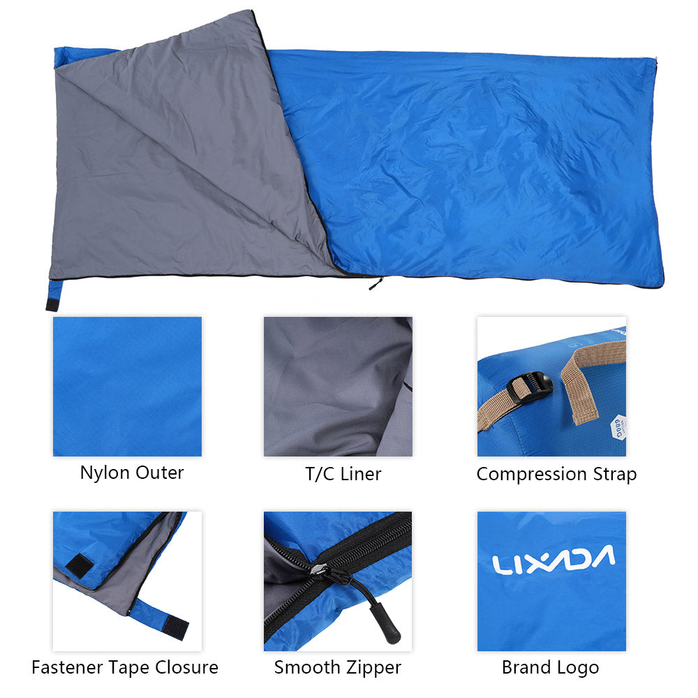 Lixada 190 * 75cm Outdoor Envelope Sleeping Bag Camping Travel Hiking Multifunction Ultra-light 680g