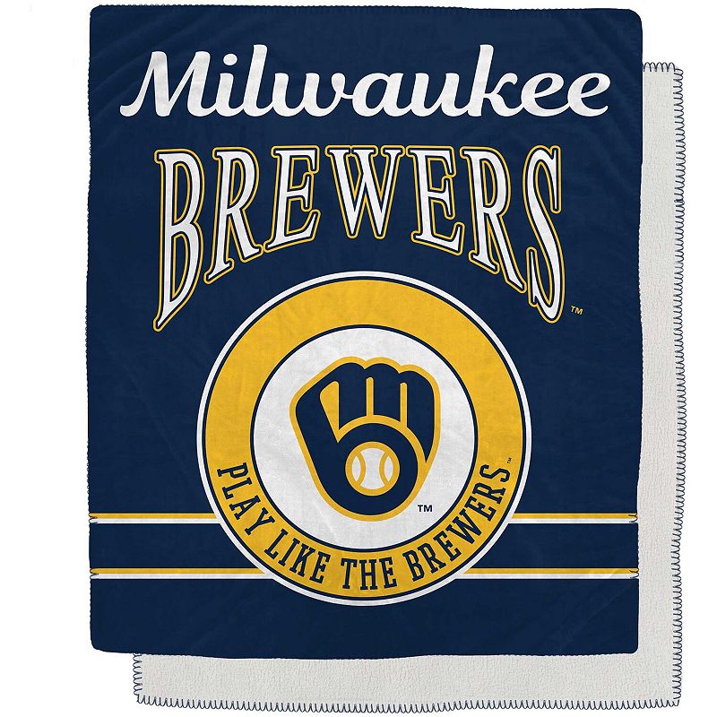 Milwaukee Brewers 50 x 60 Retro Emblem Flannel Fleece Sherpa Blanket