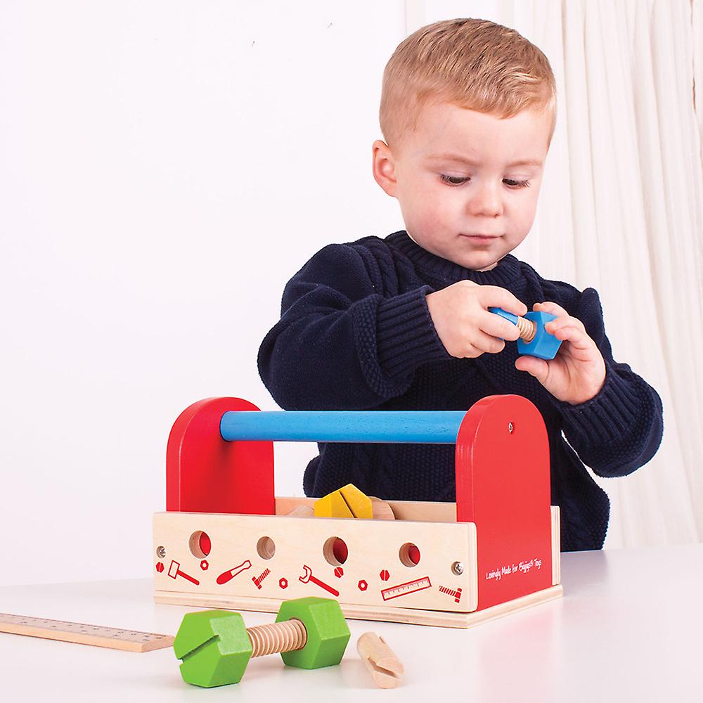 Bigjigs Toys Children's My First Wooden Tool Box with Tools Construction Build