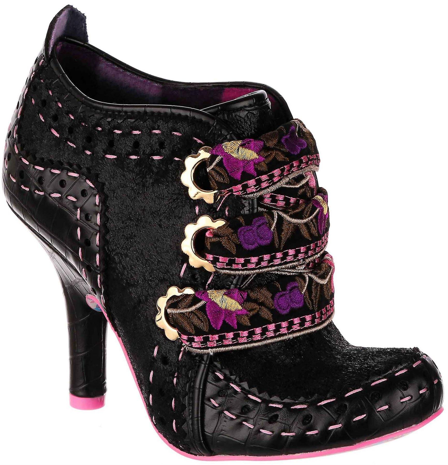 Irregular Choice Abigails Flower Party Black Pink Womens Ankle Boots