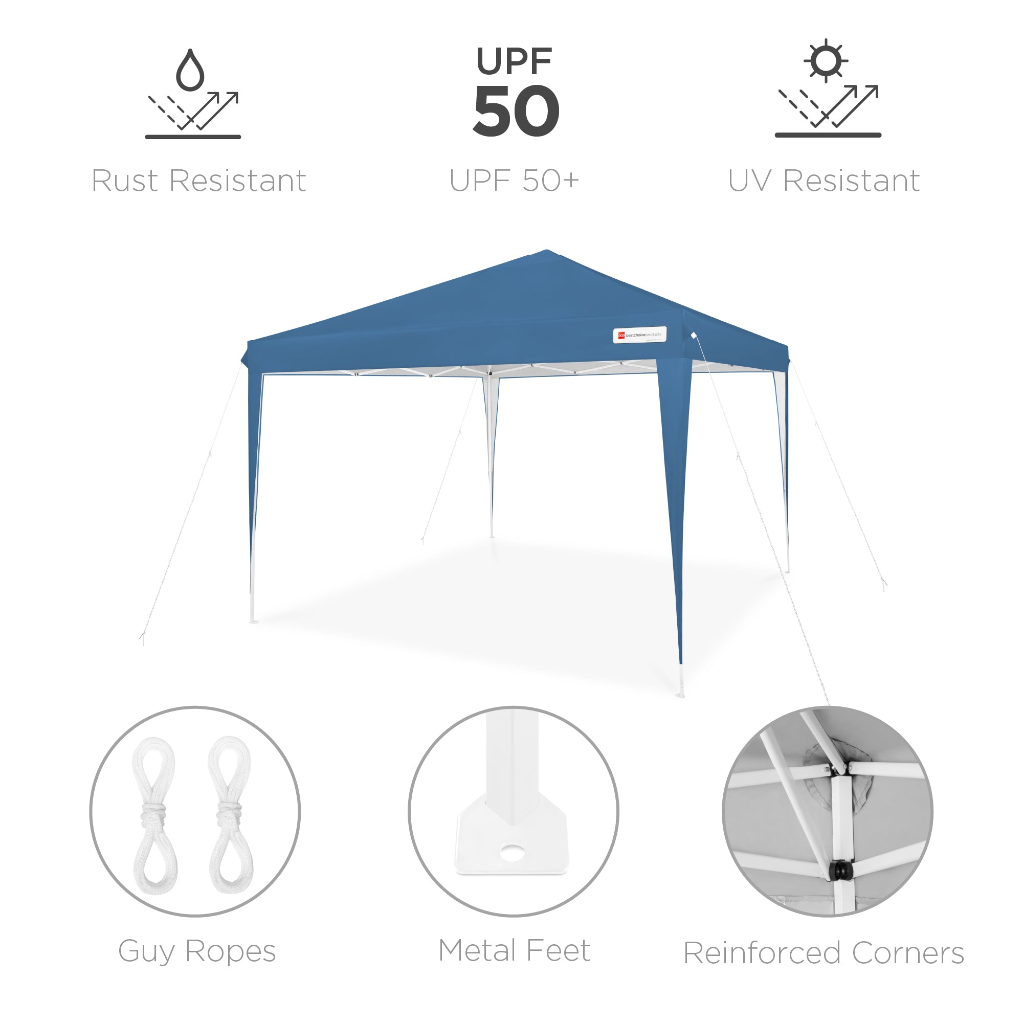 Best Choice Products 10x10ft Outdoor Portable Adjustable Instant Pop Up Gazebo Canopy Tent w/ Carrying Bag - Blue