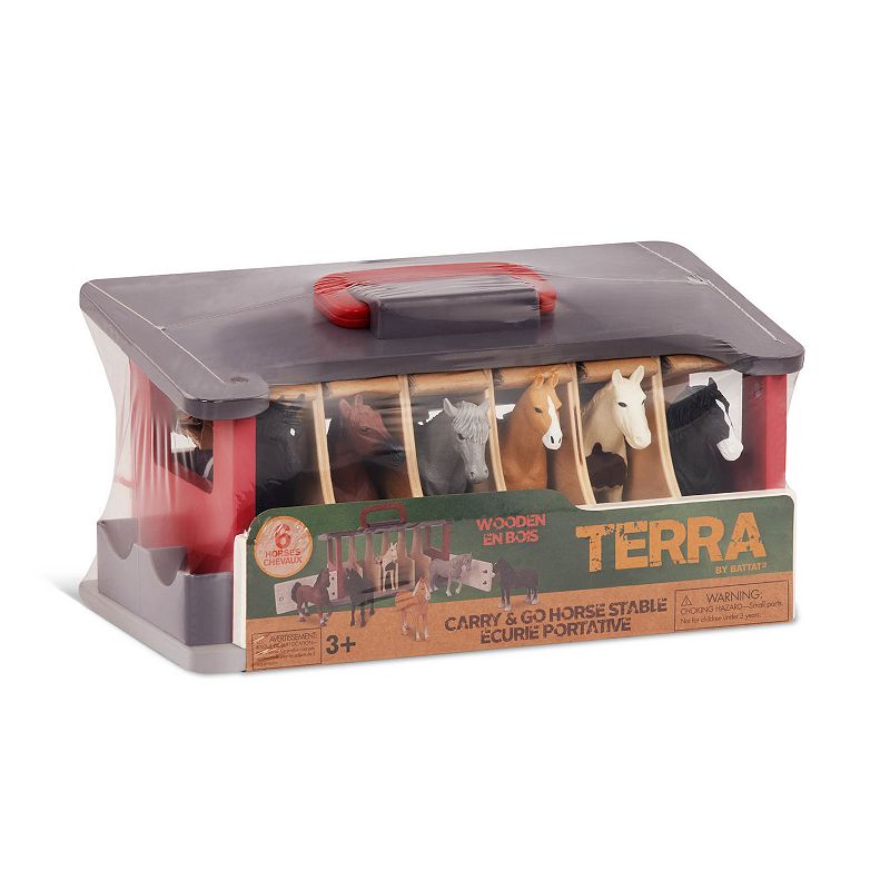 Terra by Battat Carry and Go Wooden Horse Stable Playset